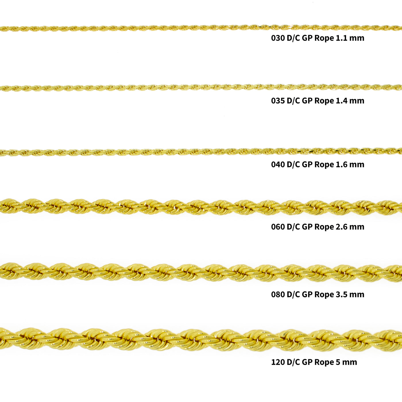 Gold Plated Diamond Cut Rope Chain