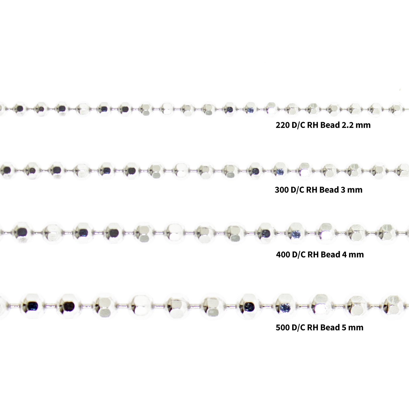 Diamond Cut Rhodium Bead Chain