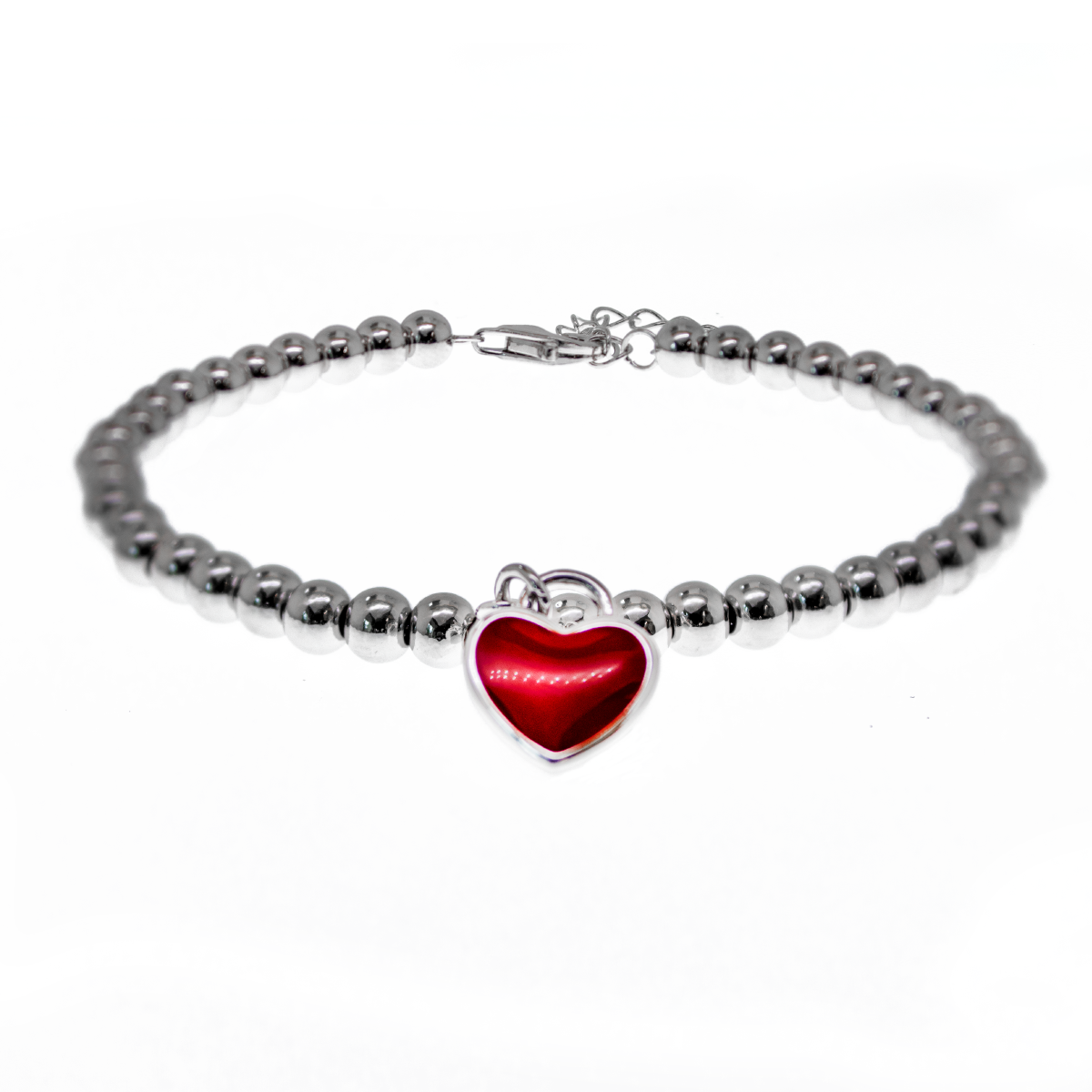 Heart Enamel Bead Bracelet