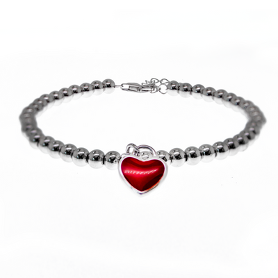 Heart Enamel Bead Bracelet