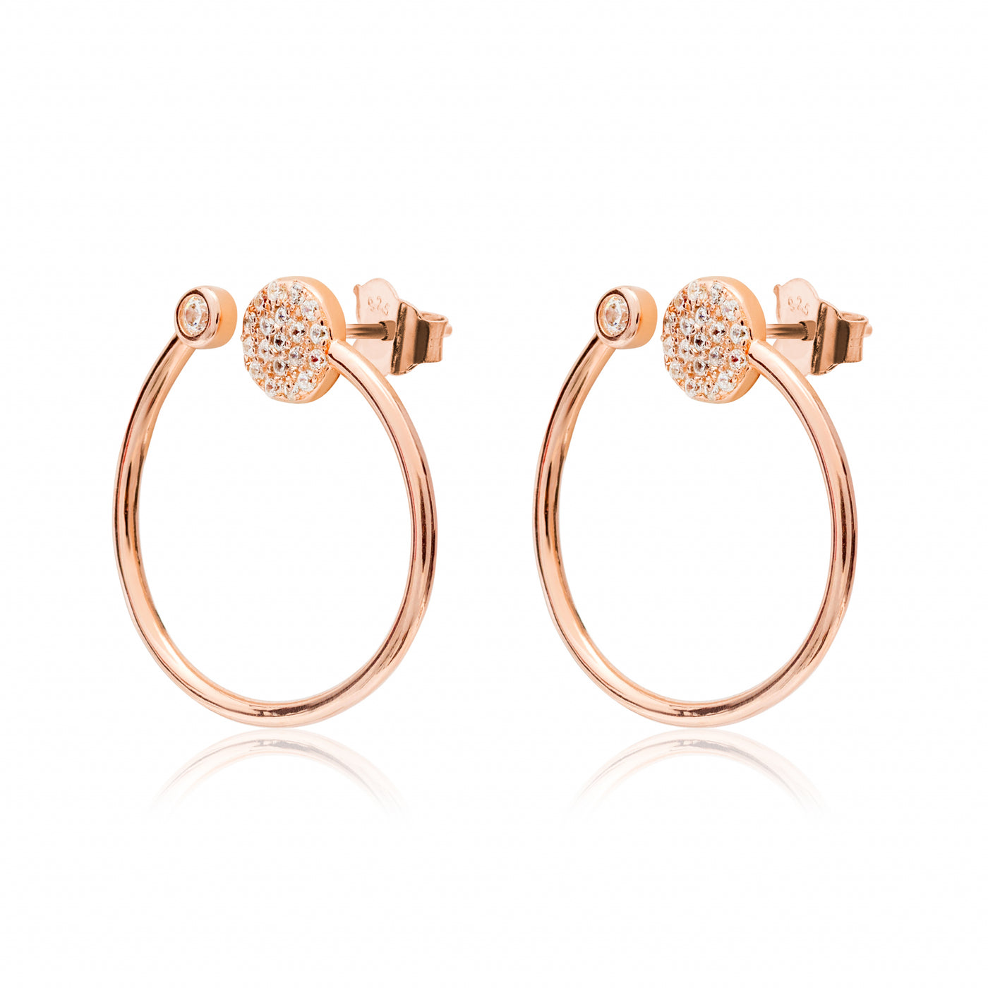 Stoned Circles Rose Gold - Hoops Earrings