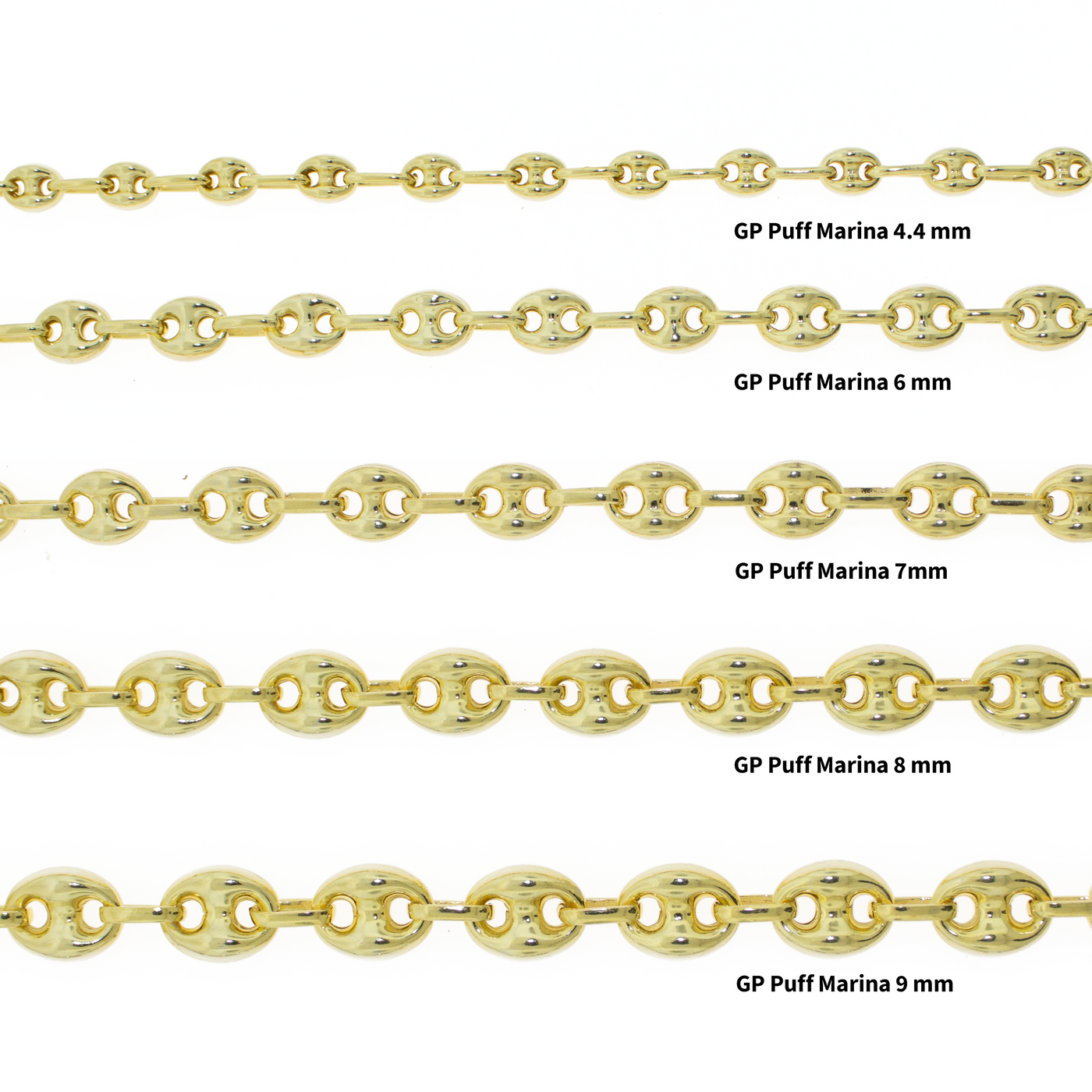 Gold Plated Puff Marina Chain