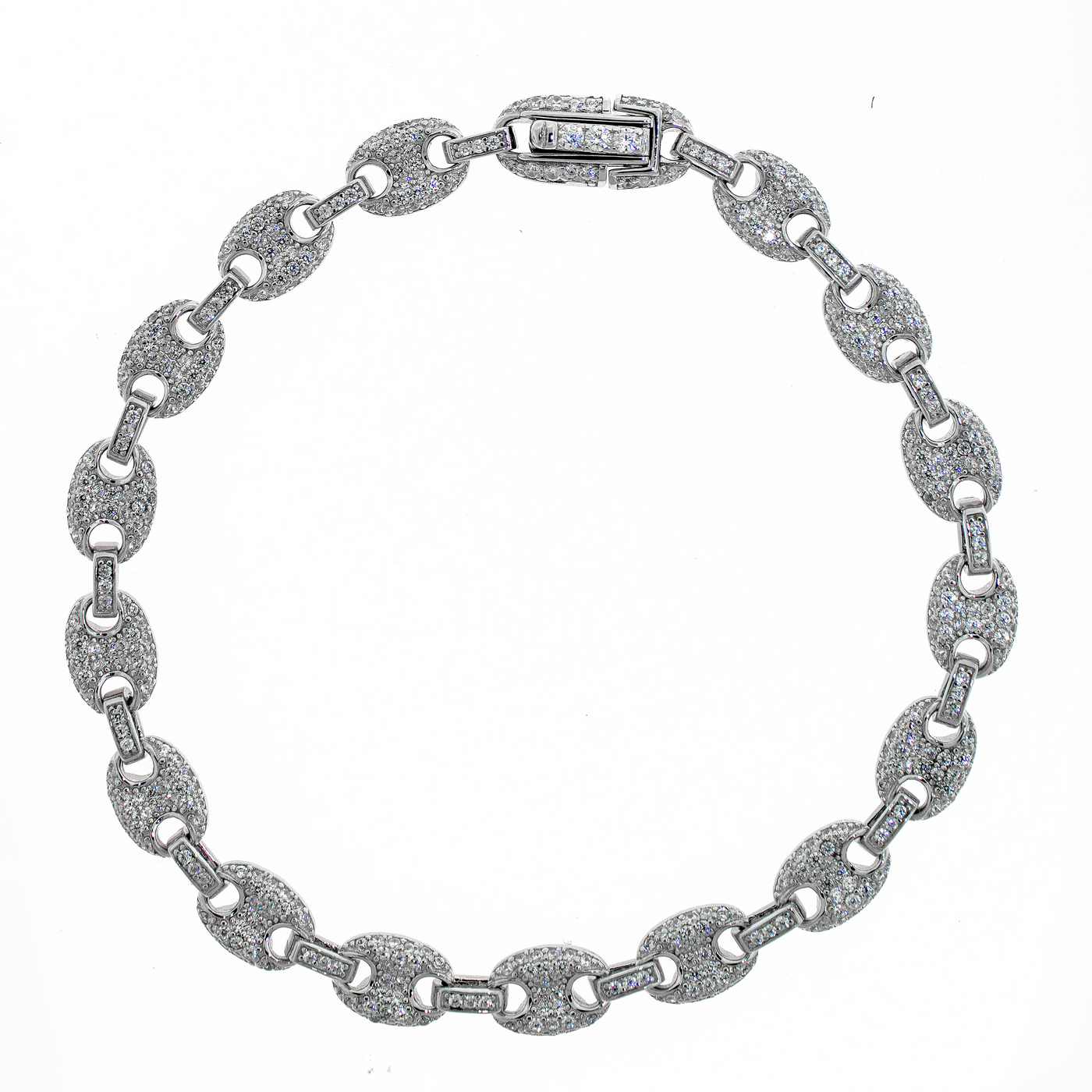 Rhodium Plated CZ Pave Puff Marina - Bracelet
