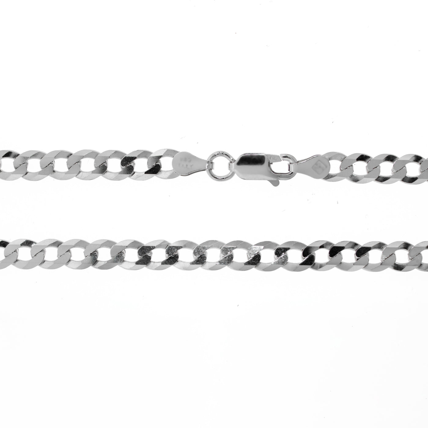 Rhodium Plated Flat Curb Chains