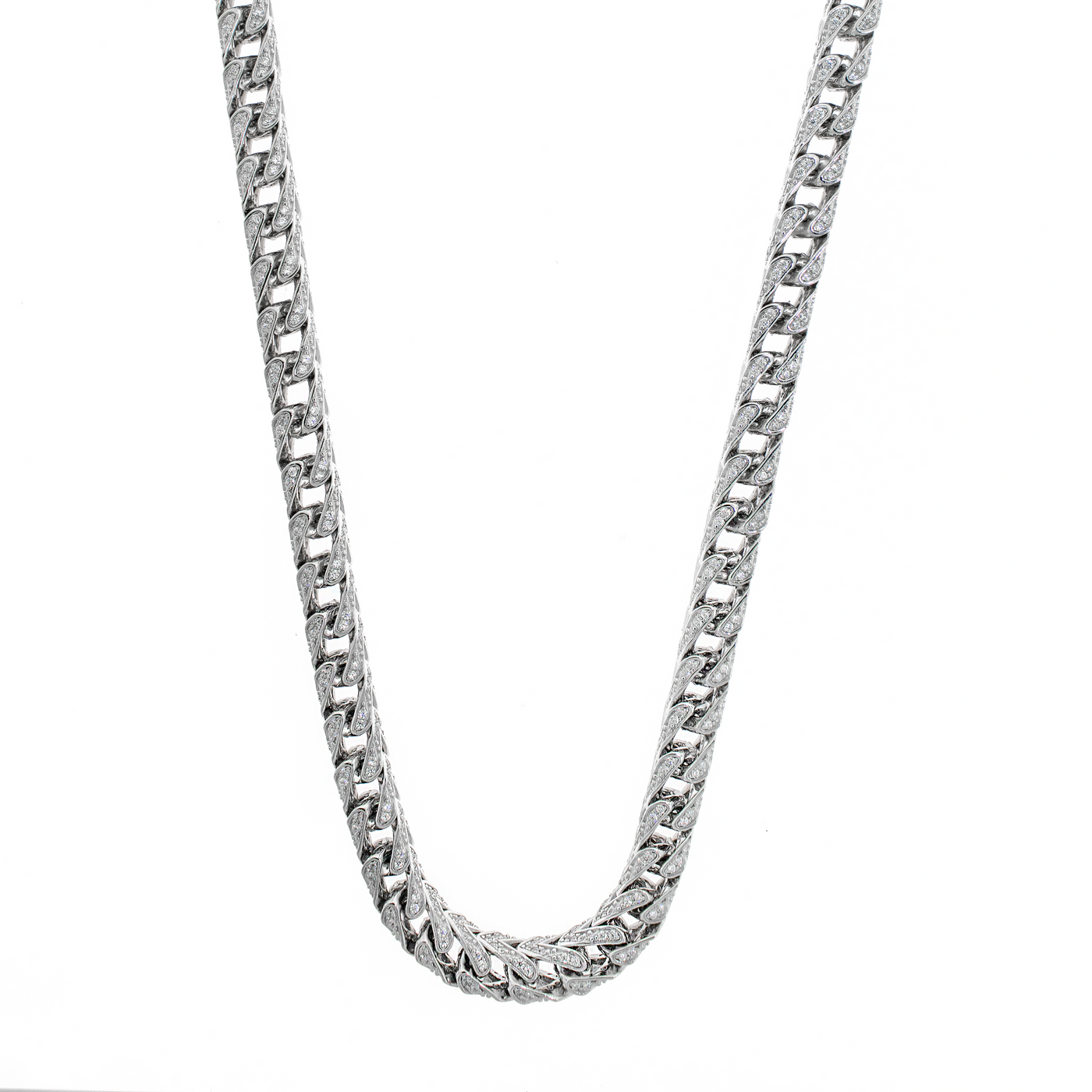 Rhodium Plated CZ Pave Franco - Necklace