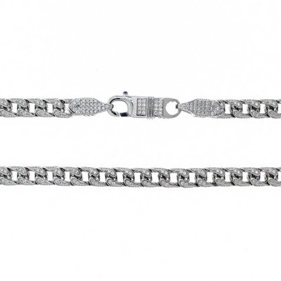 Rhodium Plated CZ Pave Franco - Necklace