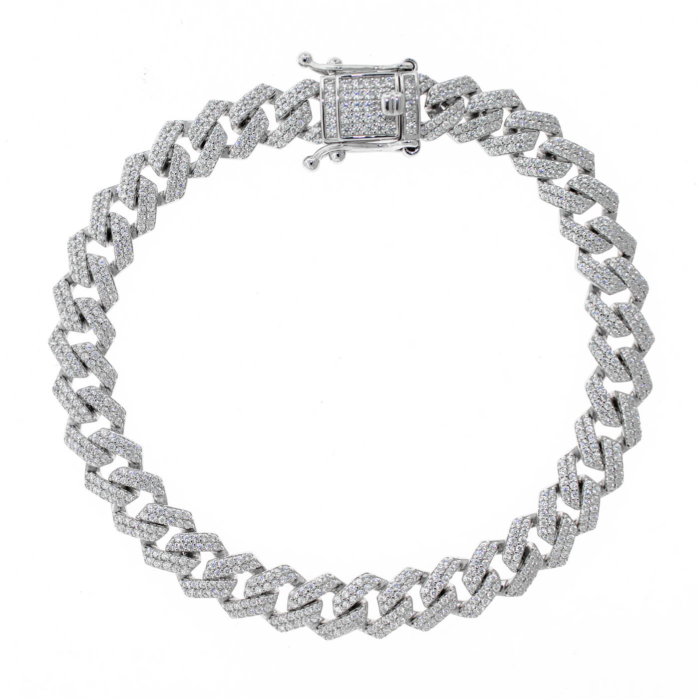 Rhodium Plated Miami Cuban Pave - Bracelet