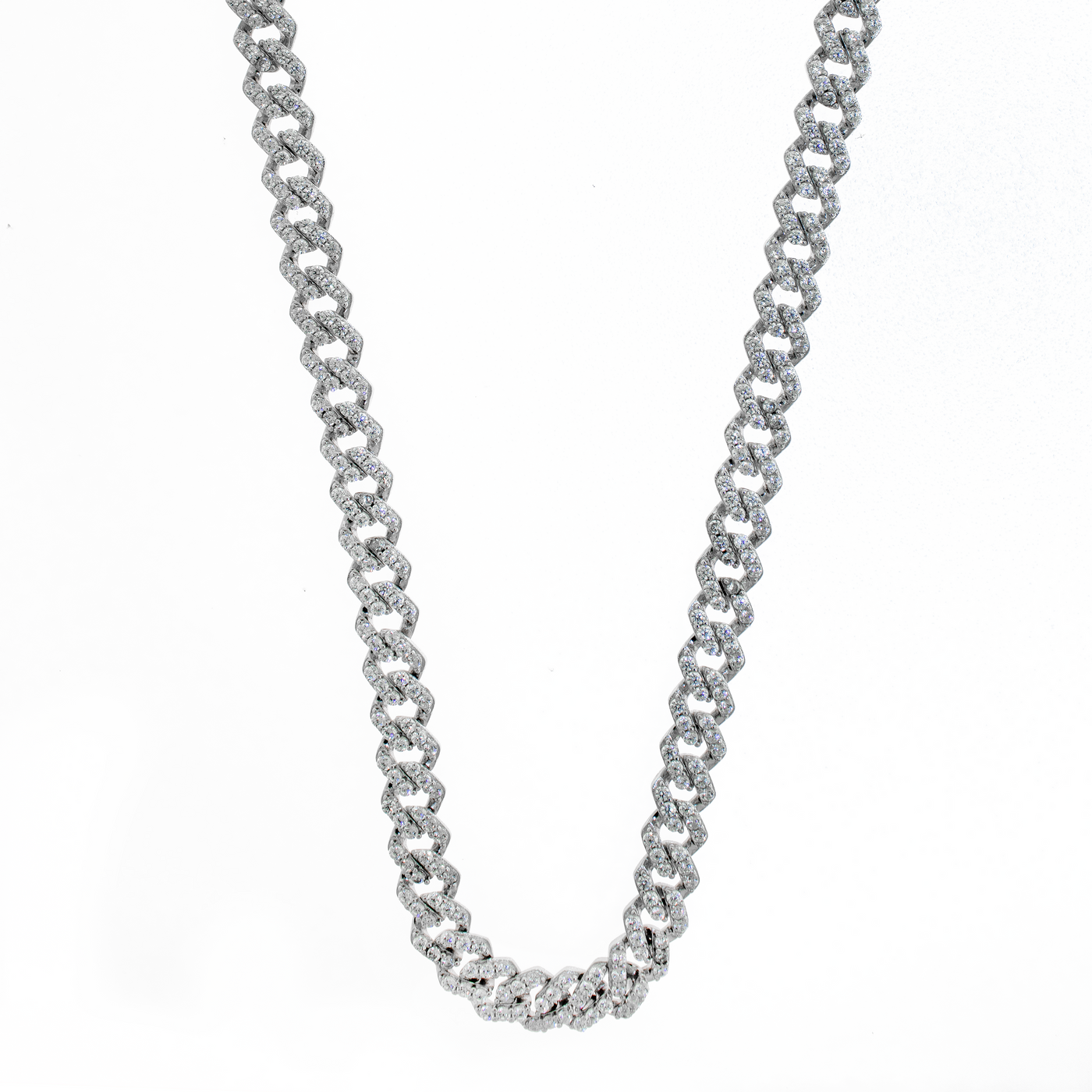 Rhodium Plated Miami Cuban Pave - Necklace