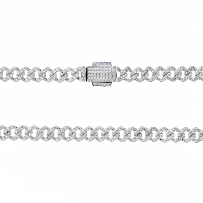 Rhodium Plated Miami Cuban Pave - Necklace