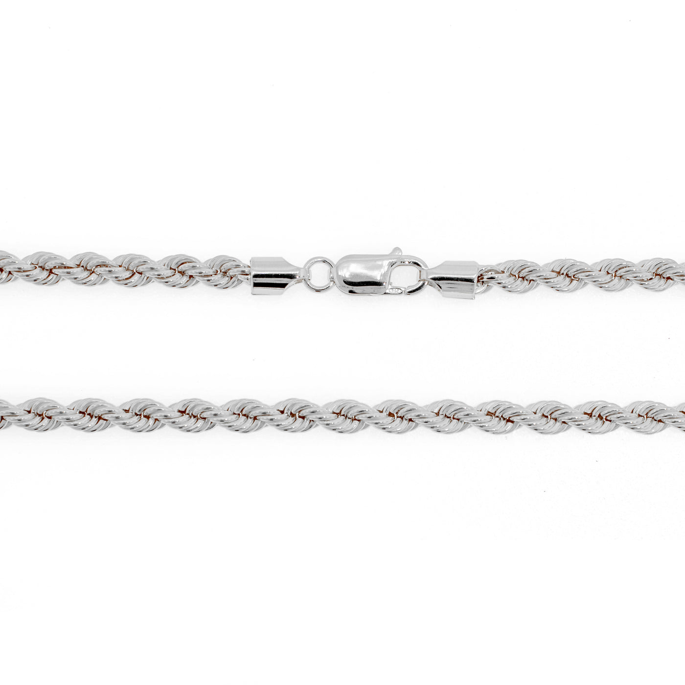 Rhodium Plated Diamond Cut Rope Chain