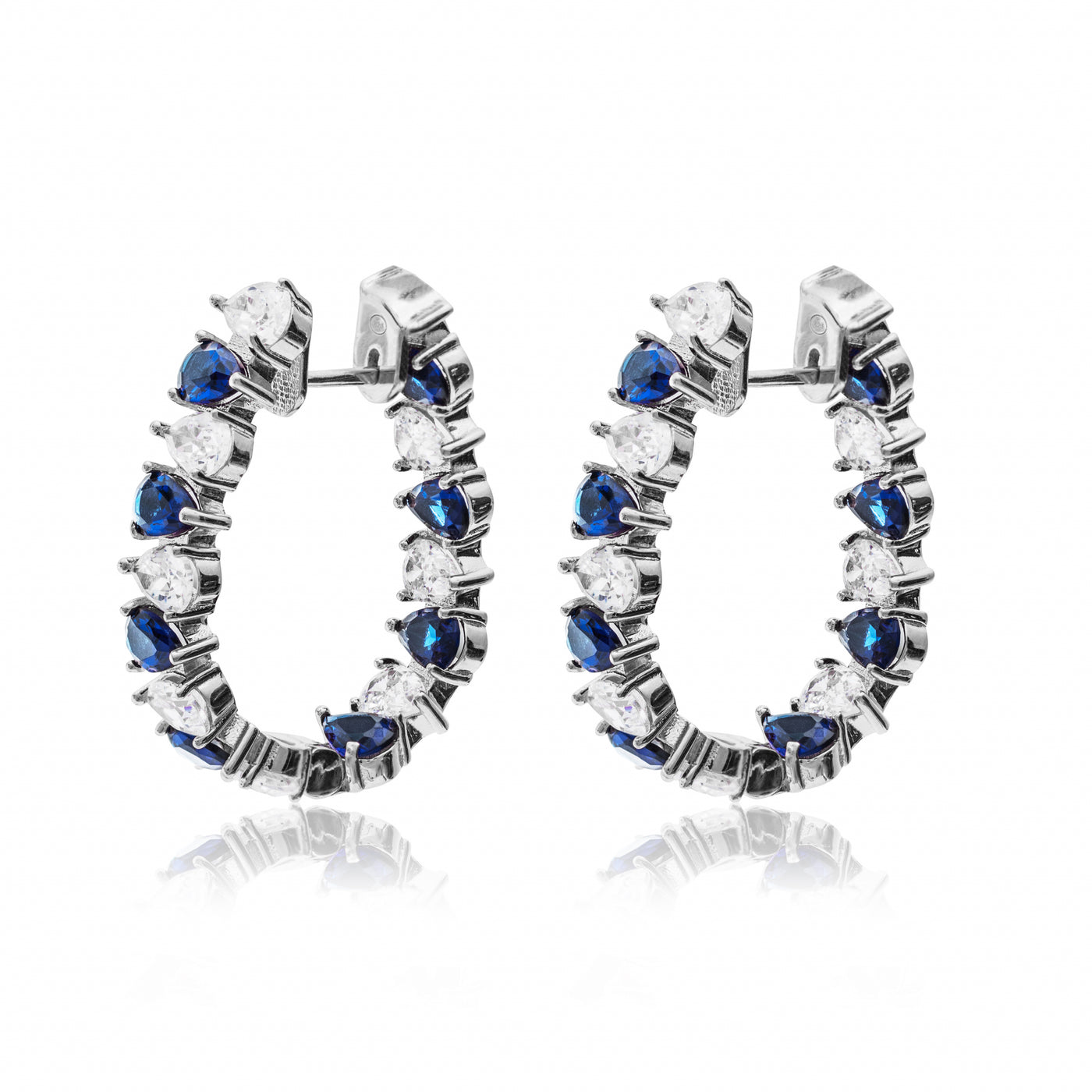 Eugenia Sapphire and Clear - Hoop Earrings