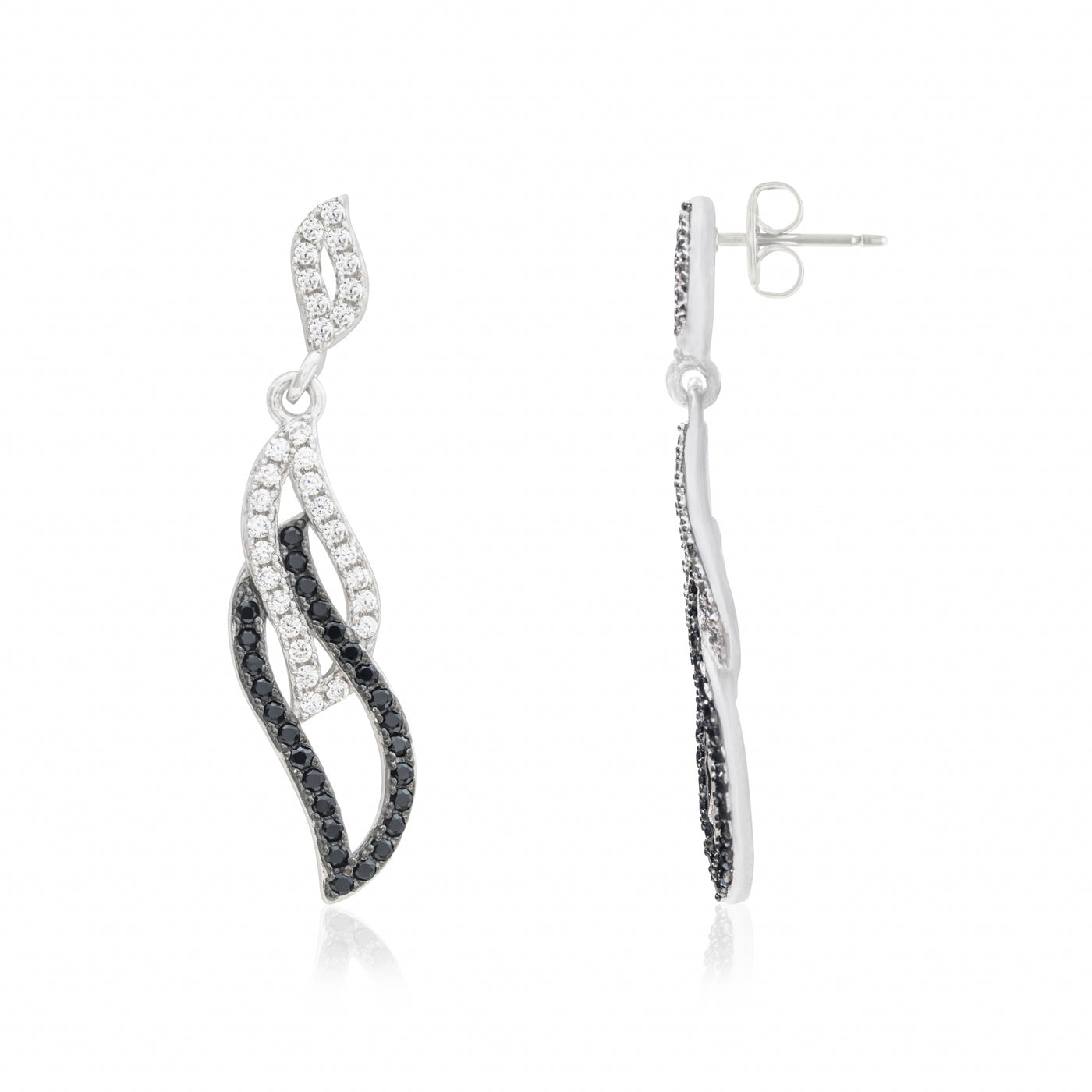 Pendule Noir & Blanc - Boucles d'Oreilles Argent