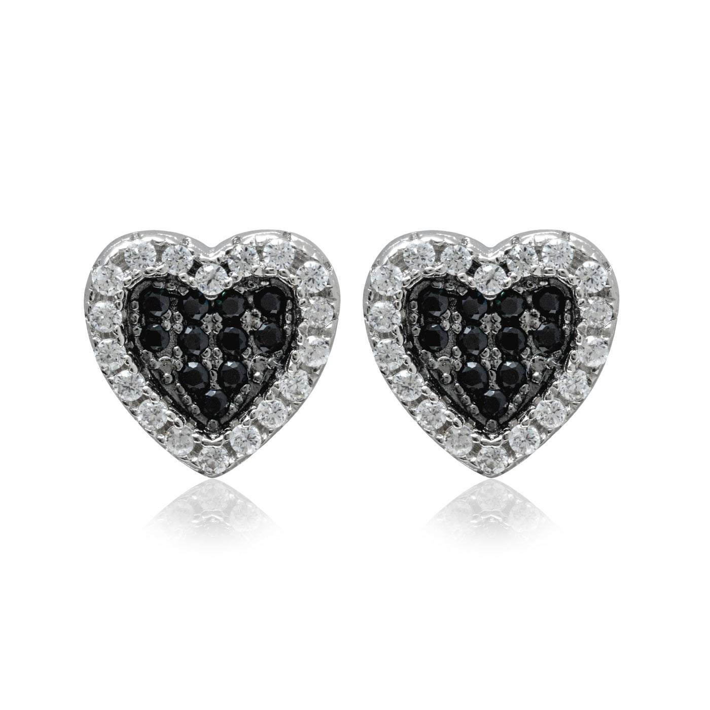 Coeur Dalia Noir - Boucles d'Oreilles Argent