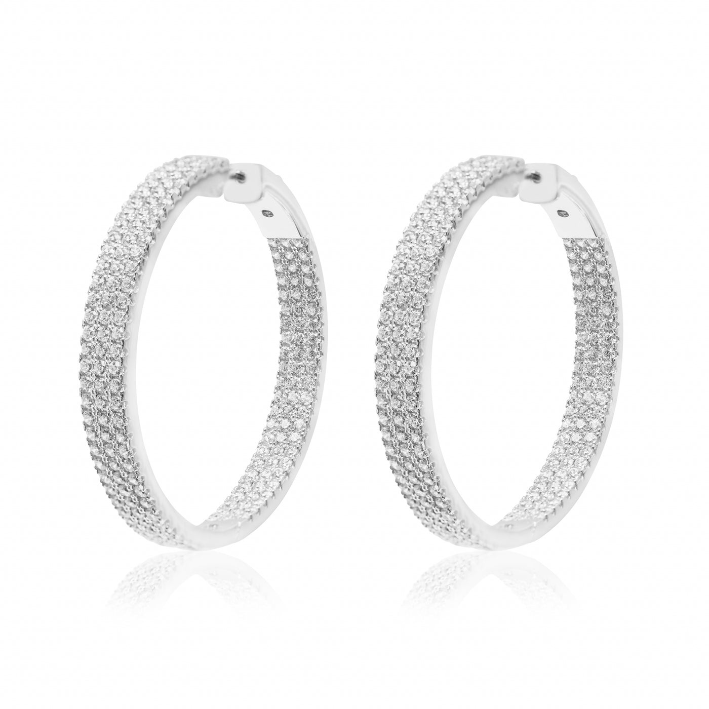 Elise Simple Pave - Silver Hoops