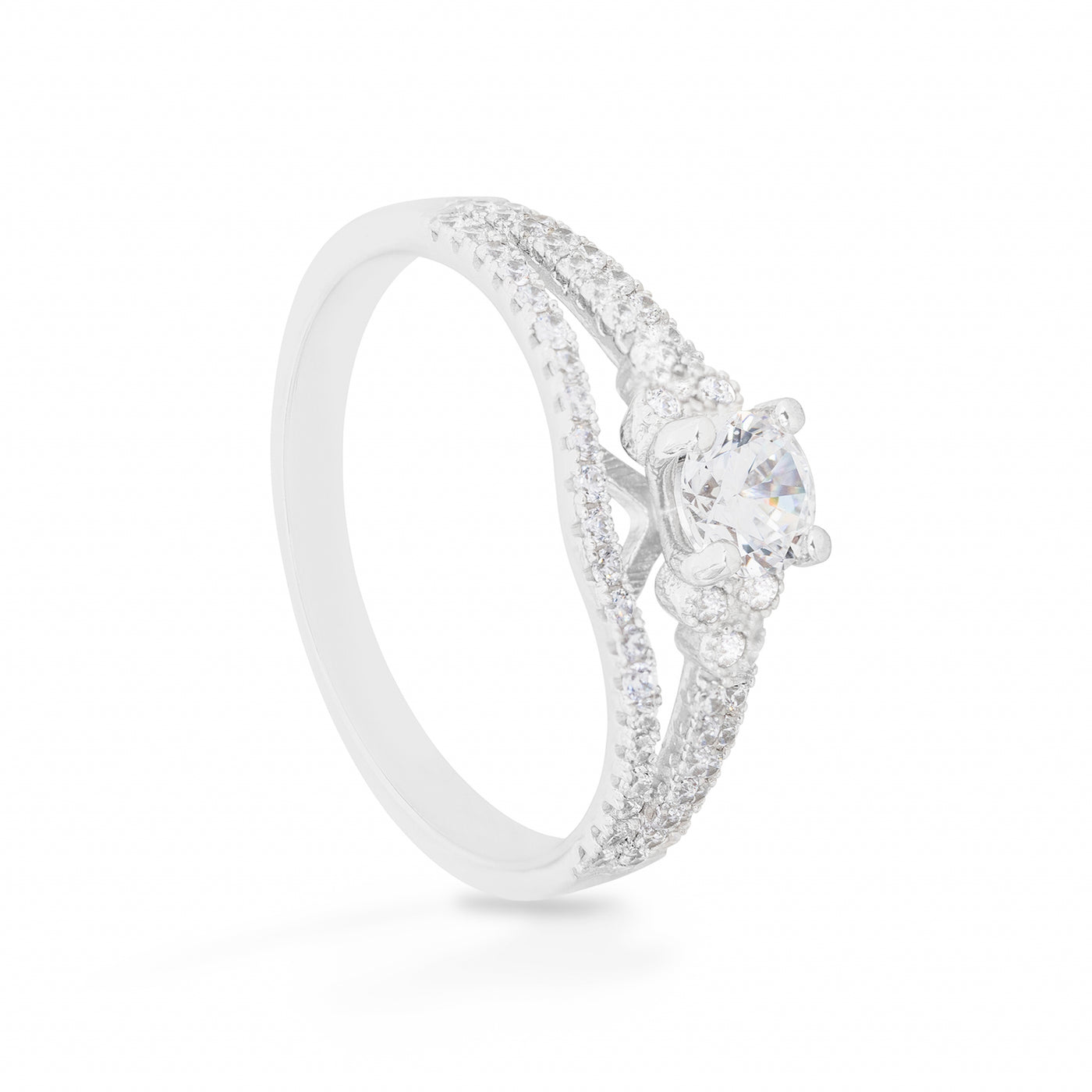 Valentine Ribbon Solitaire Pave - Ring