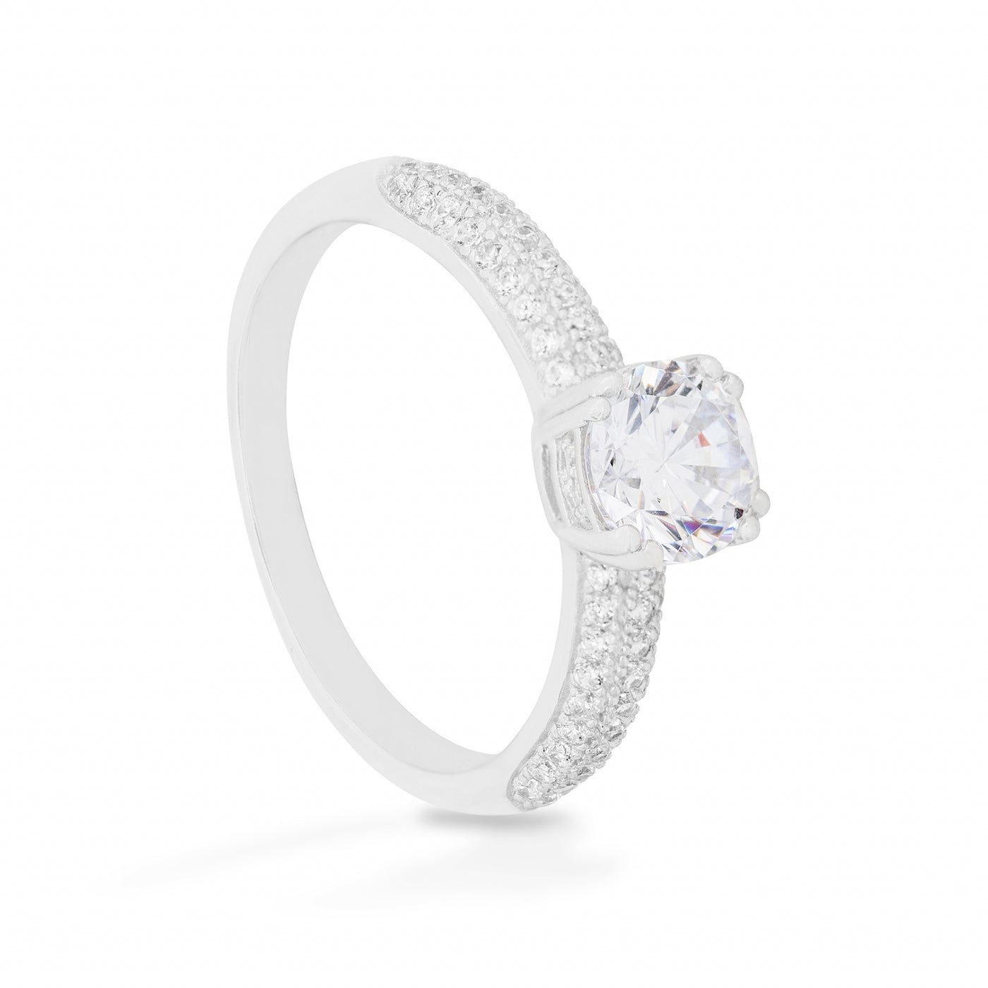 Elodie Cubic Solitaire Pave - Ring