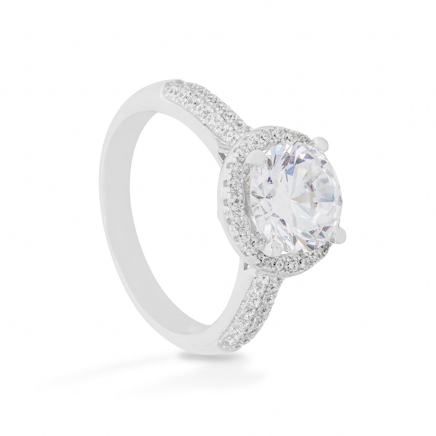 Agathe Single Small Stones Solitaire Pave - Bague