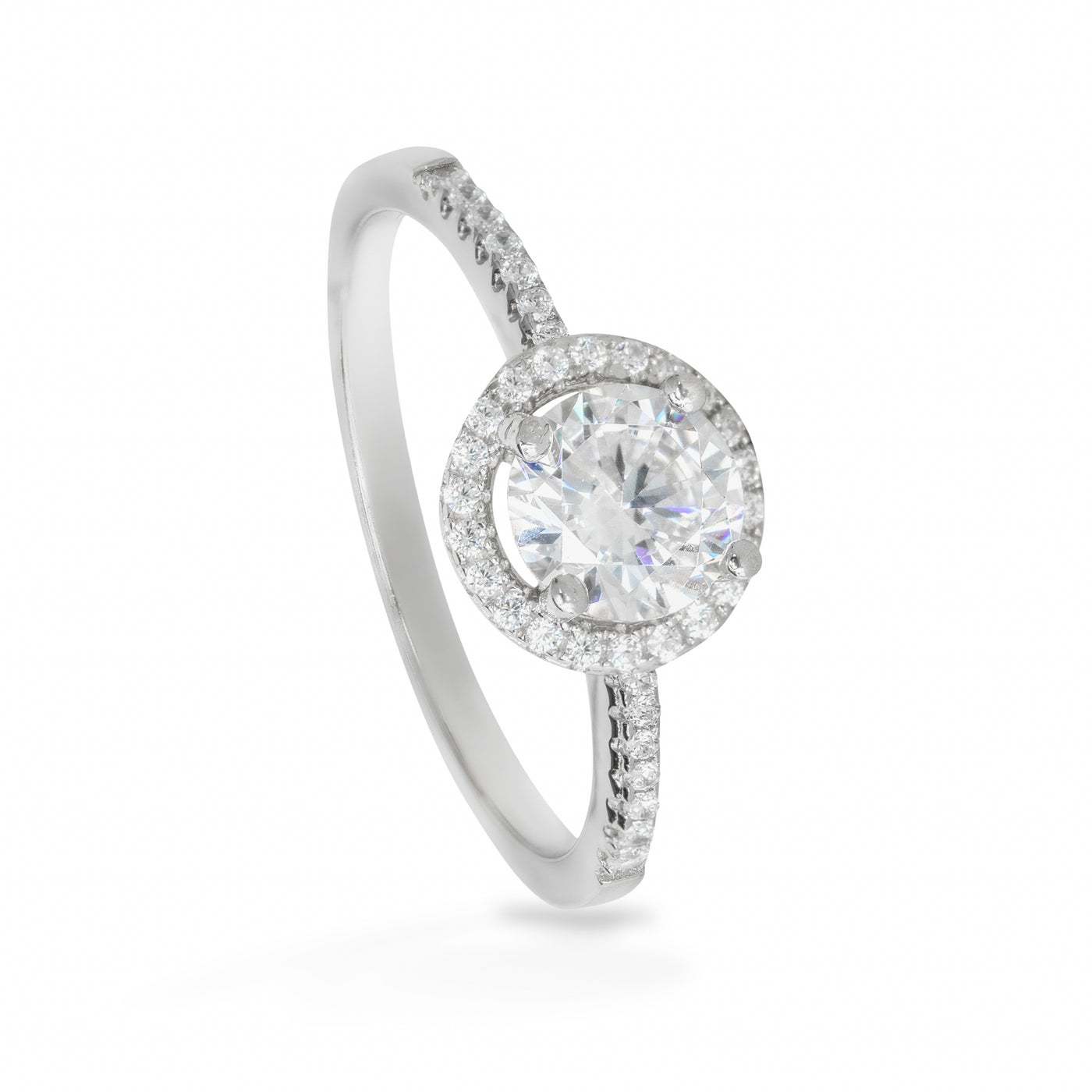 Agathe Solitaire Courbé Simple Pavé - Bague