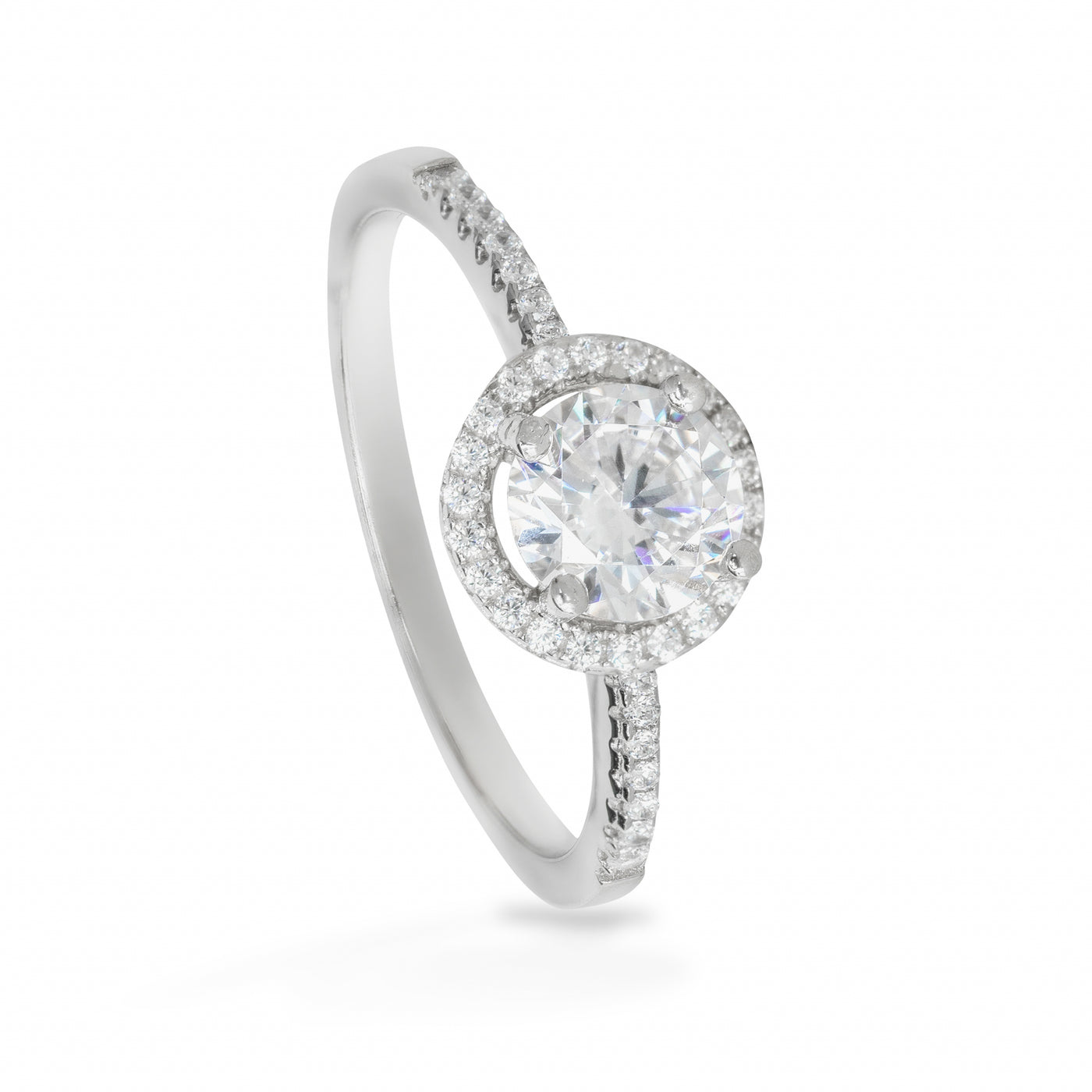 Agathe Simple Curved Solitaire Pave - Ring