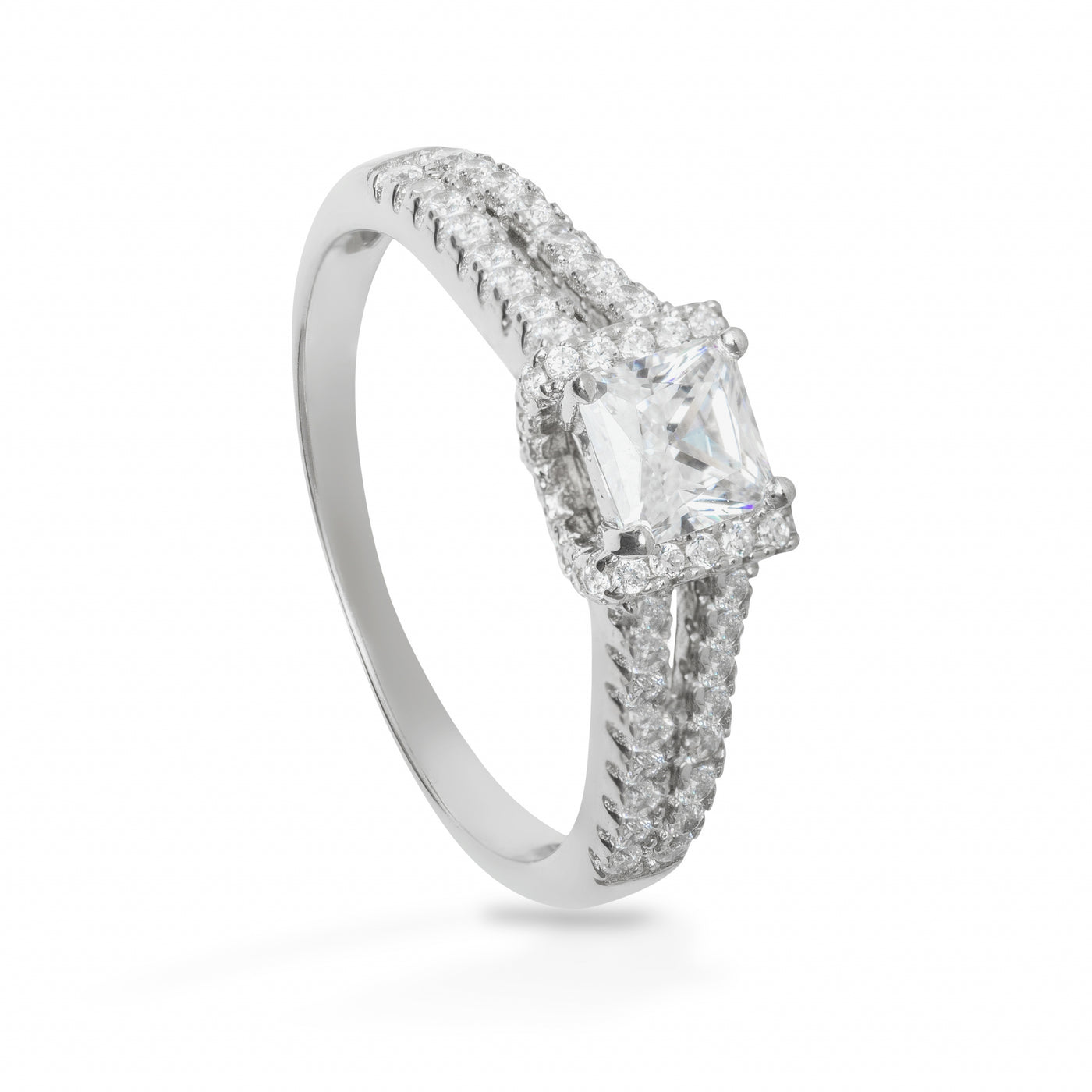 Elodie Squared Solitaire Pave - Ring