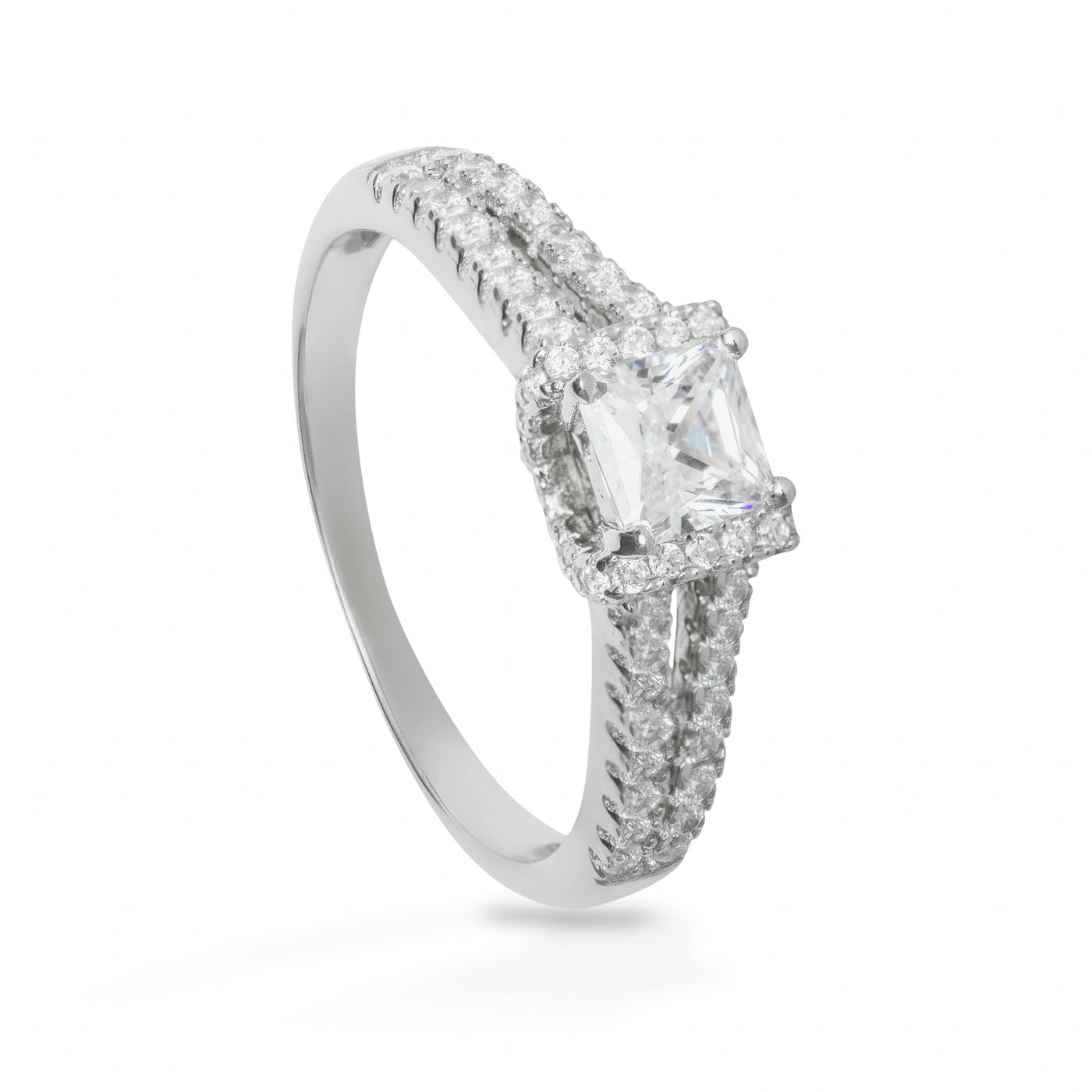 Elodie Solitaire Carré Pavé - Bague