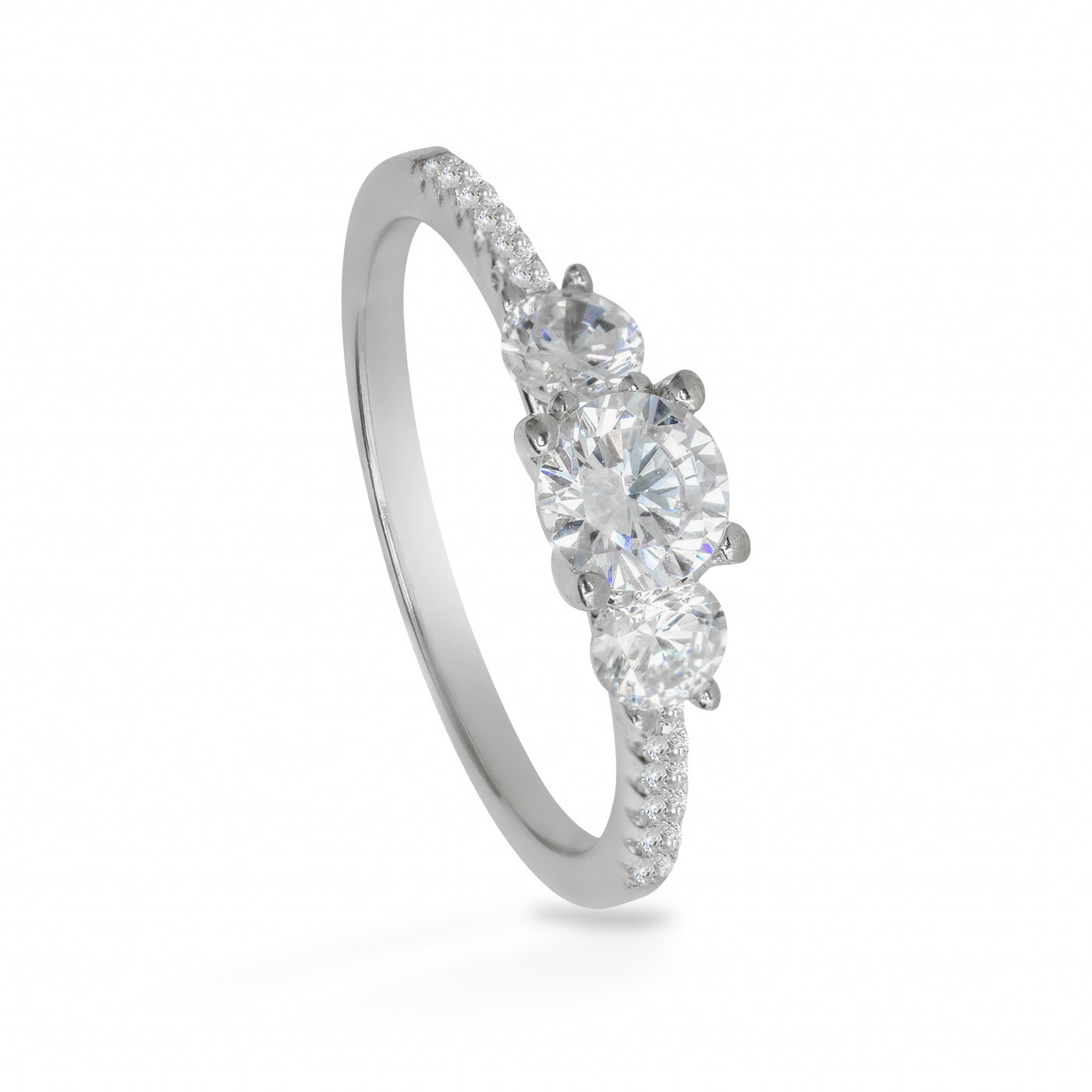 Théa Simple Solitaire Pave - Ring