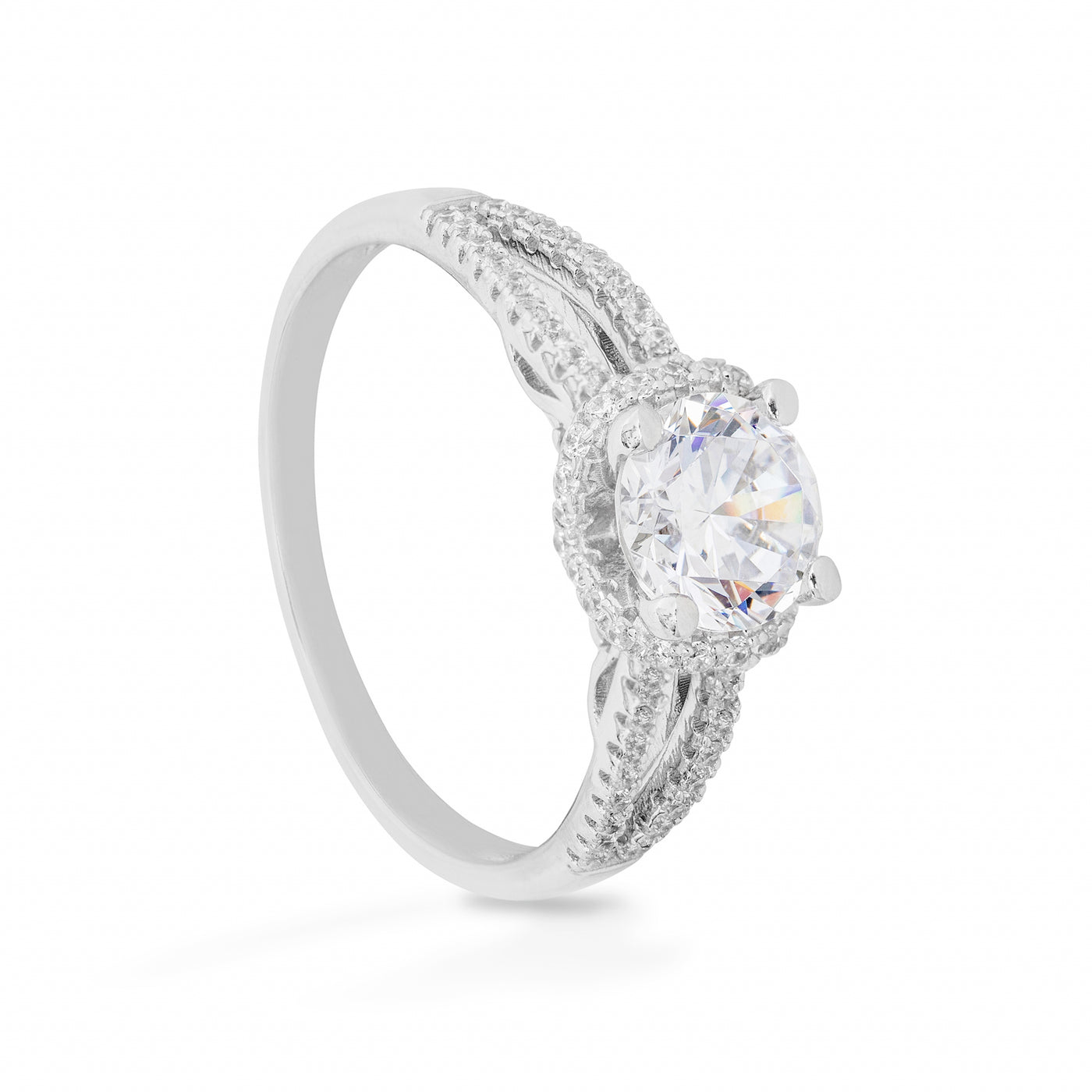 Elodie Paralel B Solitaire Pave - Ring