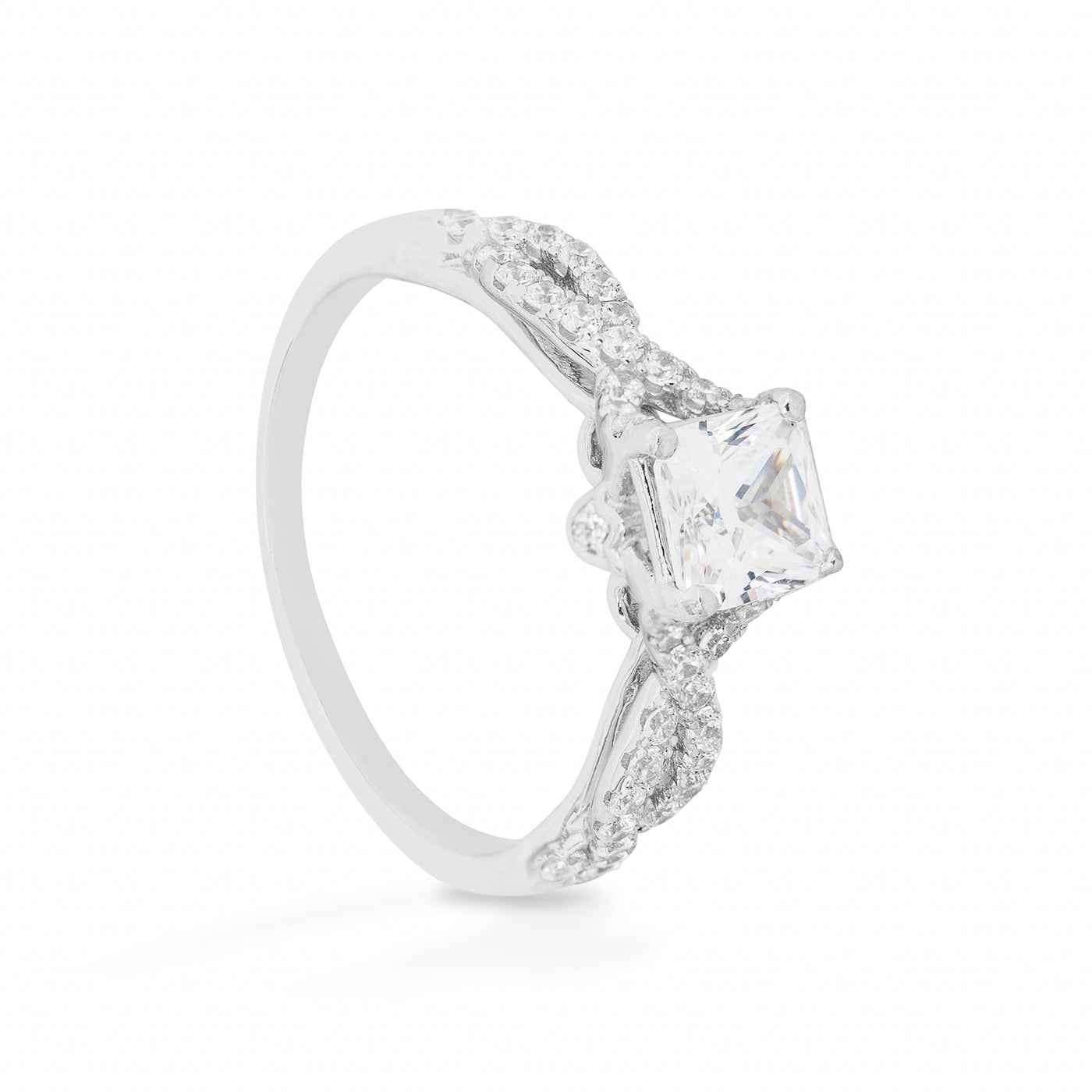 Léa Intertwined Solitaire Pave - Ring