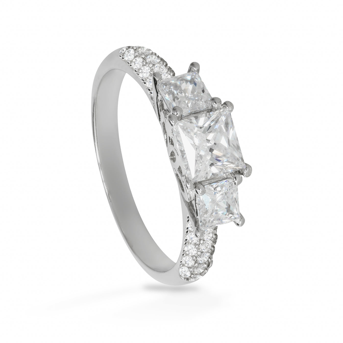 Théa Squared Solitaire Pave - Ring