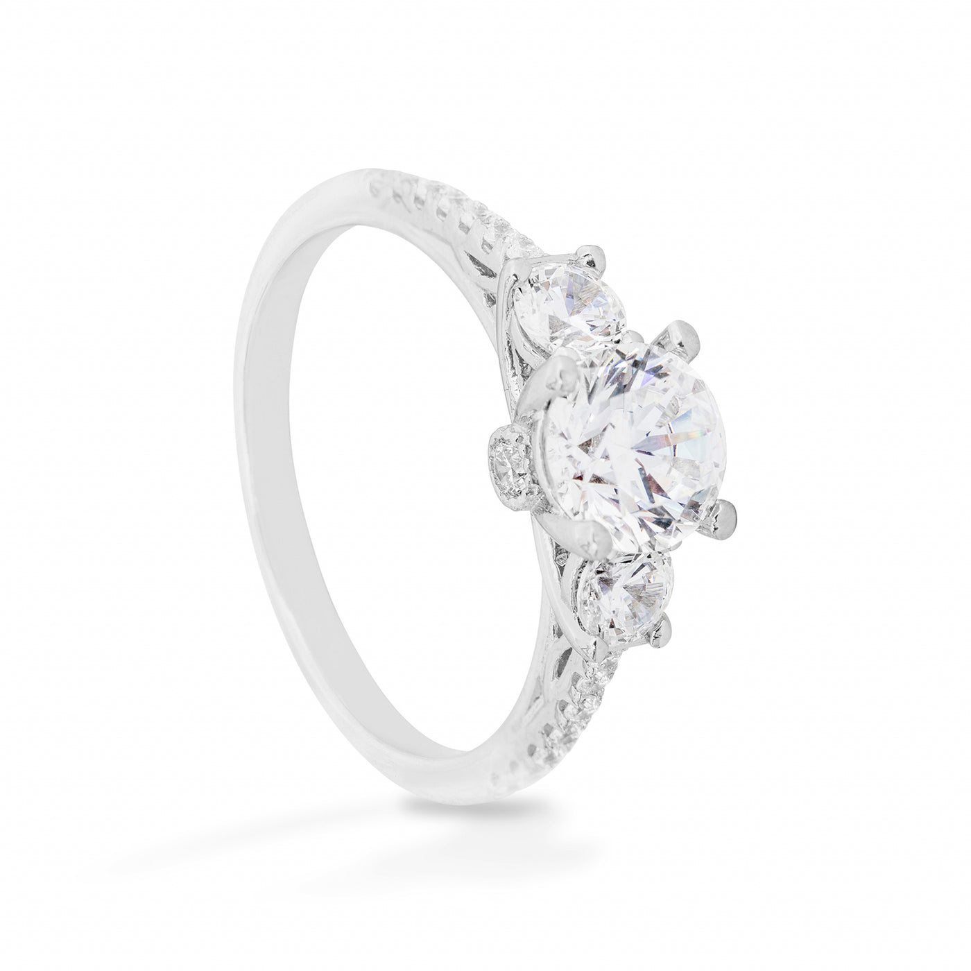 Théa Four Prong Solitaire Pave - Bague