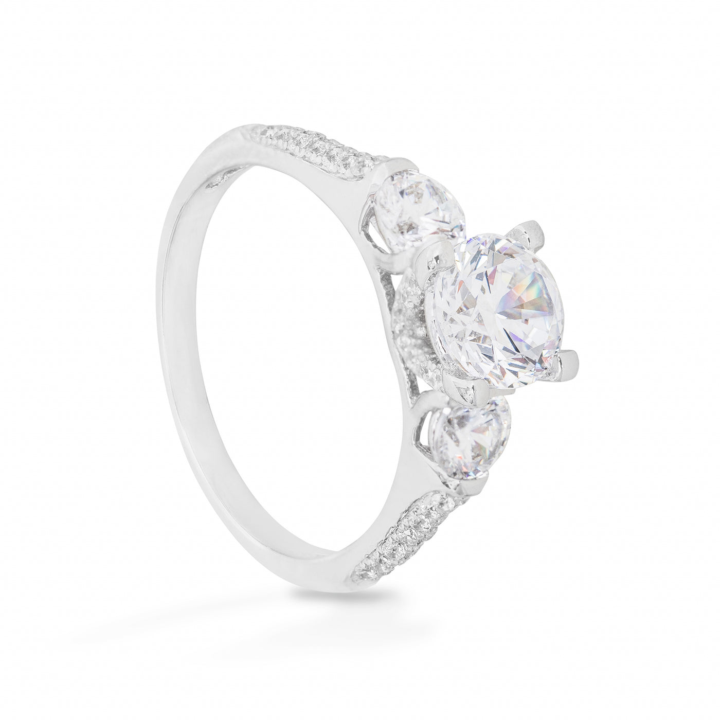 Théa Multi Prong Solitaire Pave - Ring