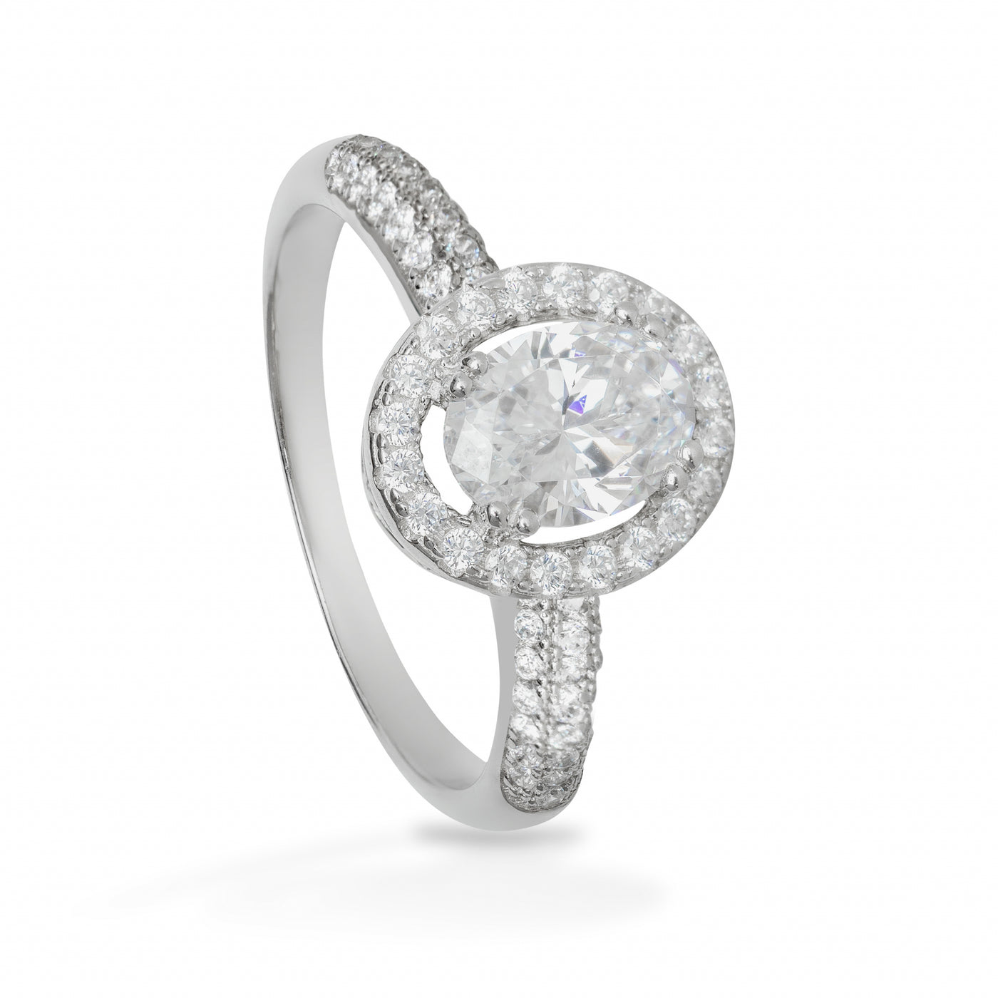 Agathe Solitaire Ovale Pavé - Bague