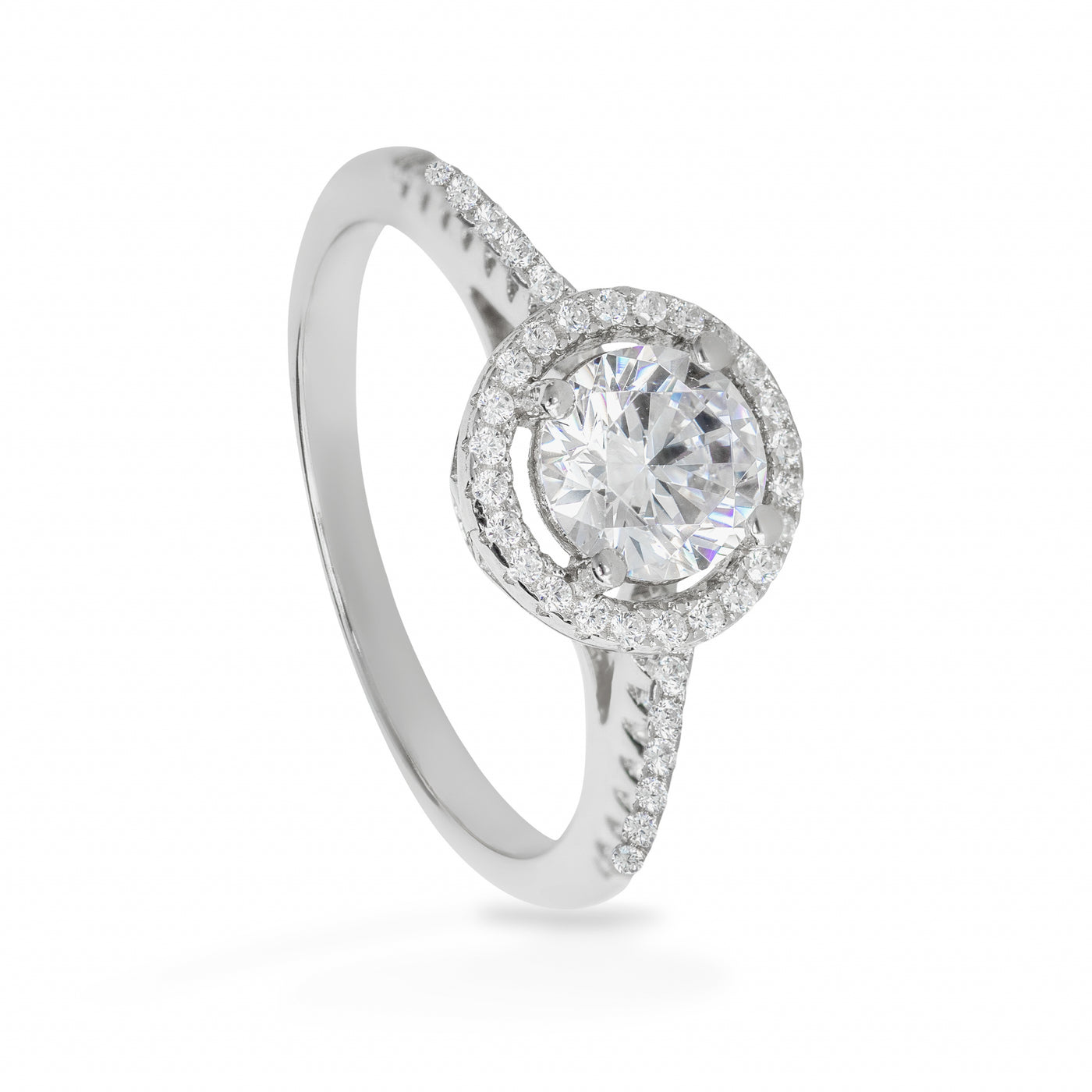 Agathe Four Prong Solitaire Pave - Bague