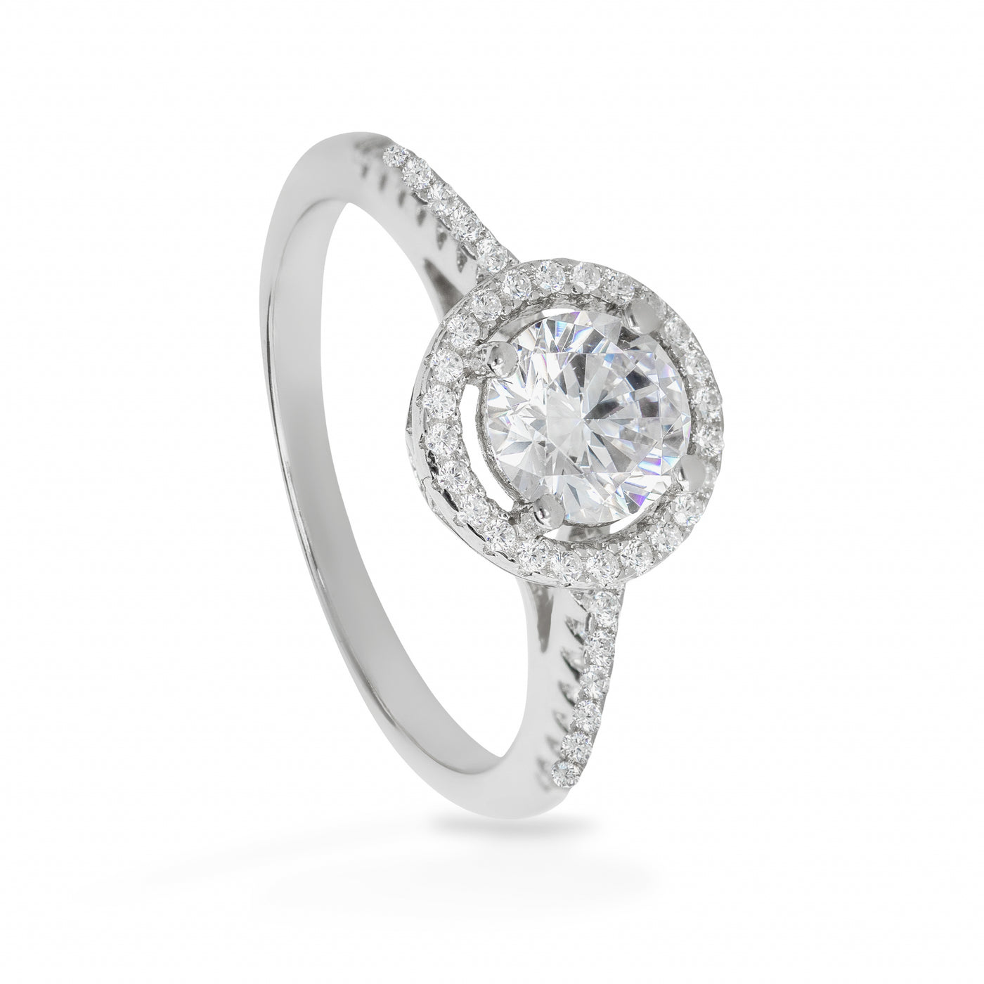 Agathe Four Prong Solitaire Pave - Ring