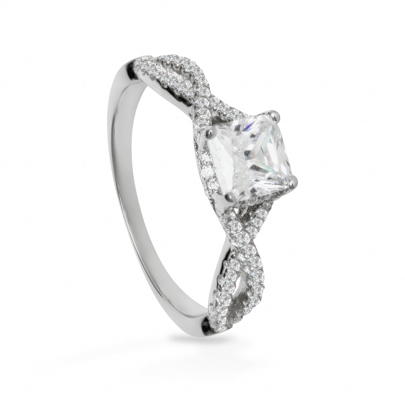 léa intertwined B solitaire pave - rings
