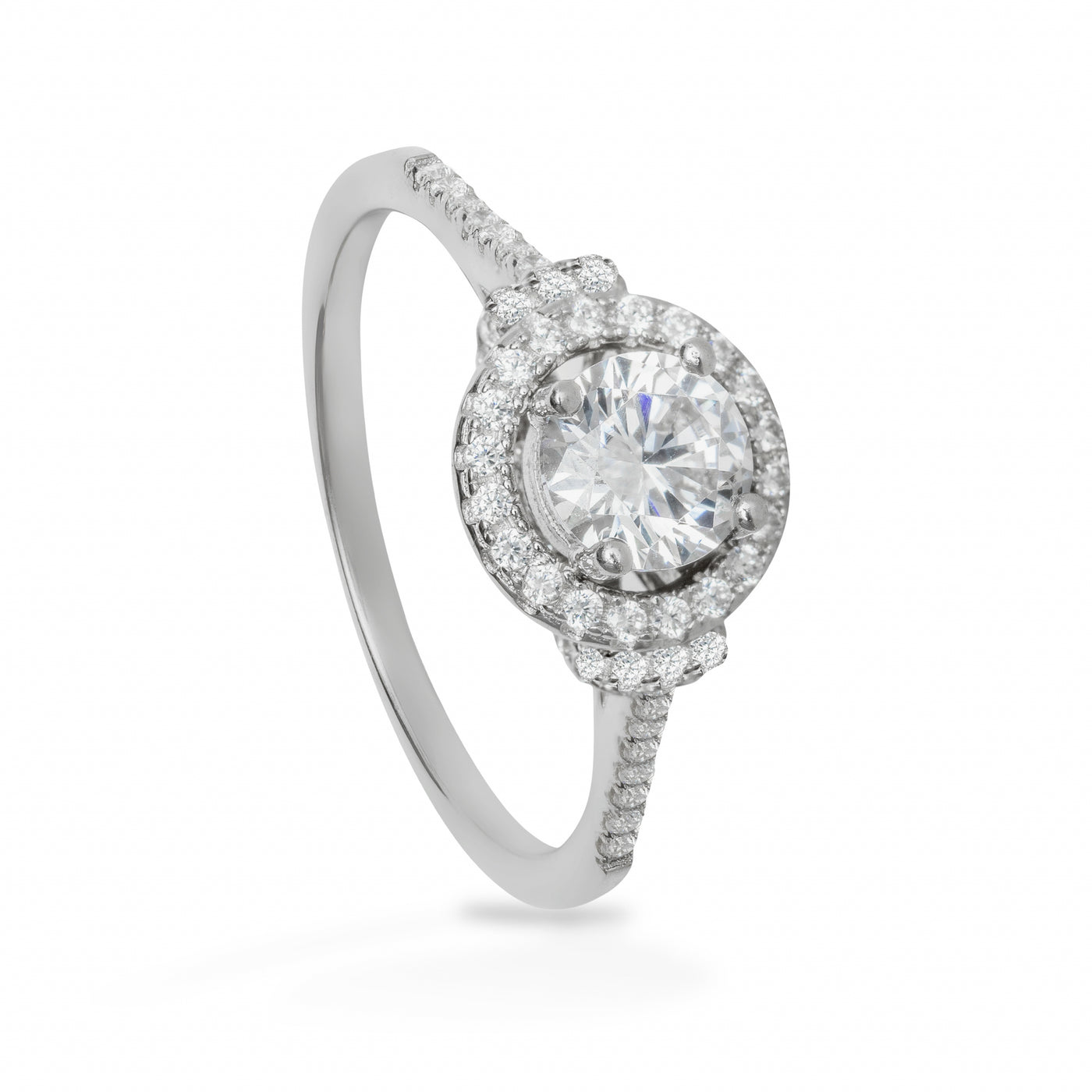 Agathe Simple Rect Solitaire Pave - Ring