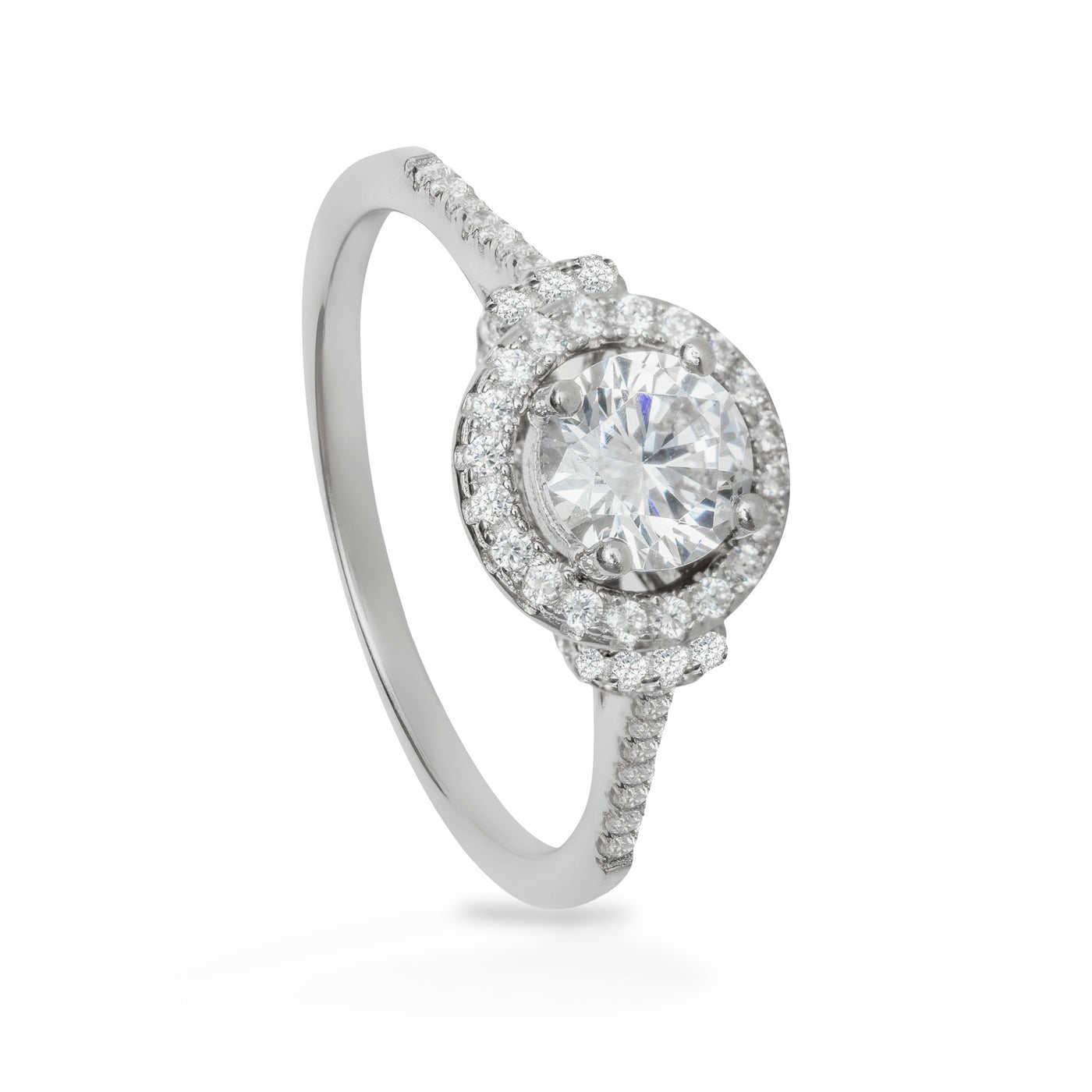 Agathe Simple Rect Solitaire Pavé - Bague