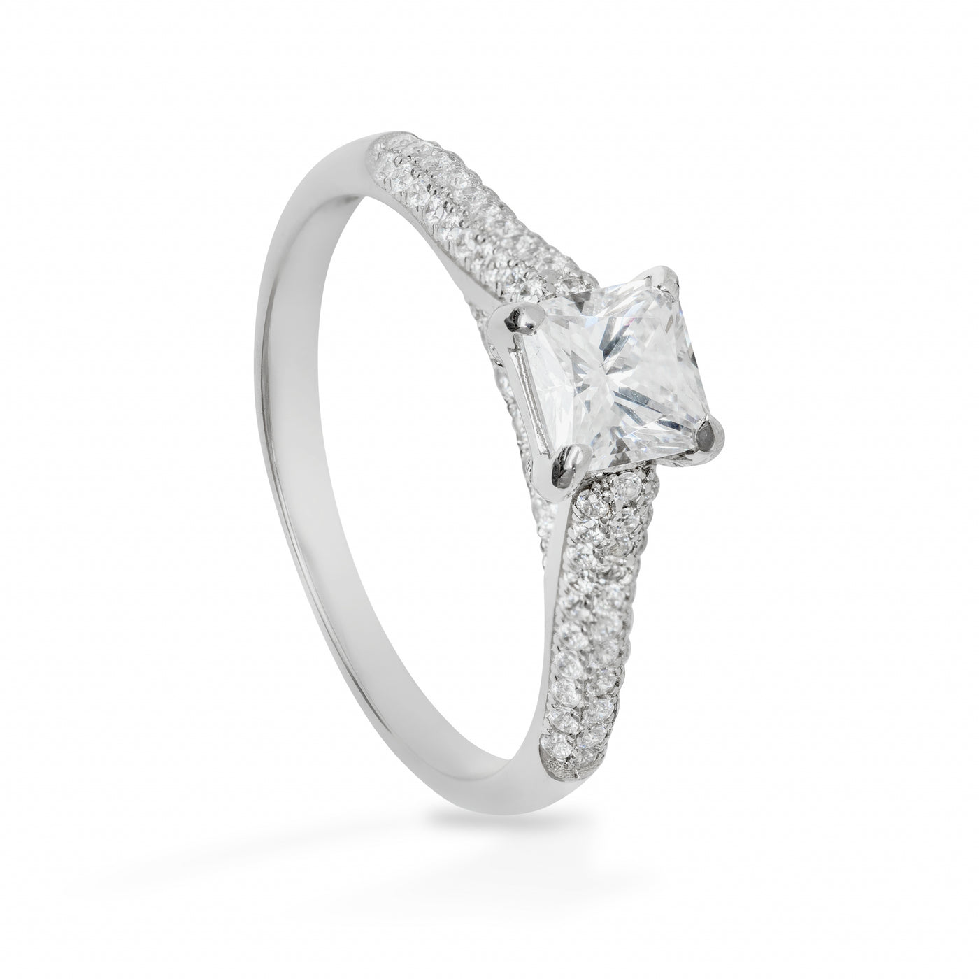Léa Rect Solitaire Pave - Ring