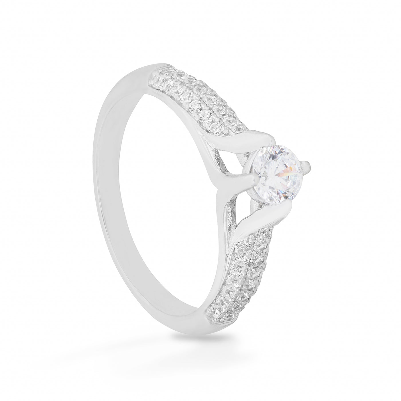 Eugenia Turned Solitaire Pave - Bague