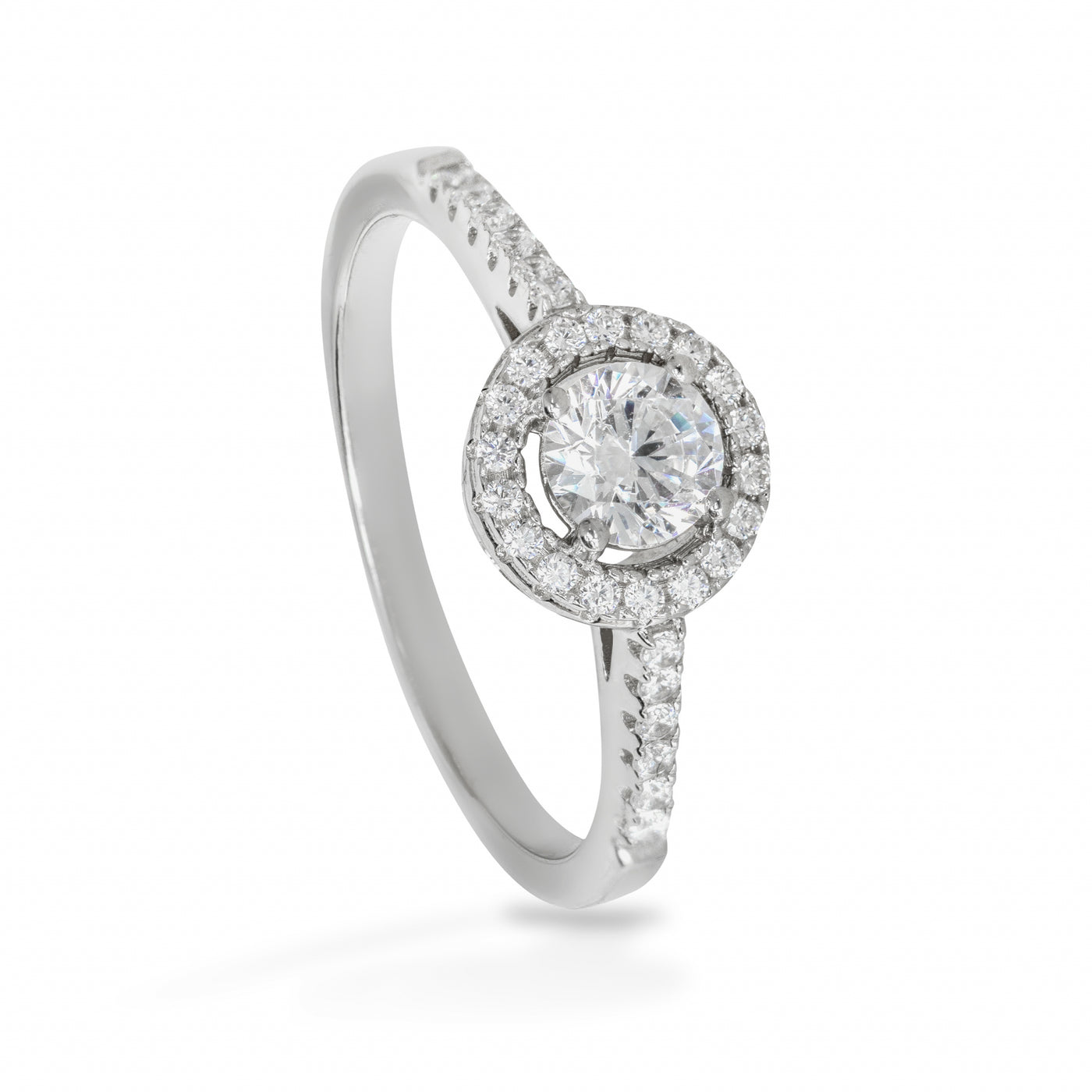 Agathe Simple Dotted Curved Solitaire Pave - Ring