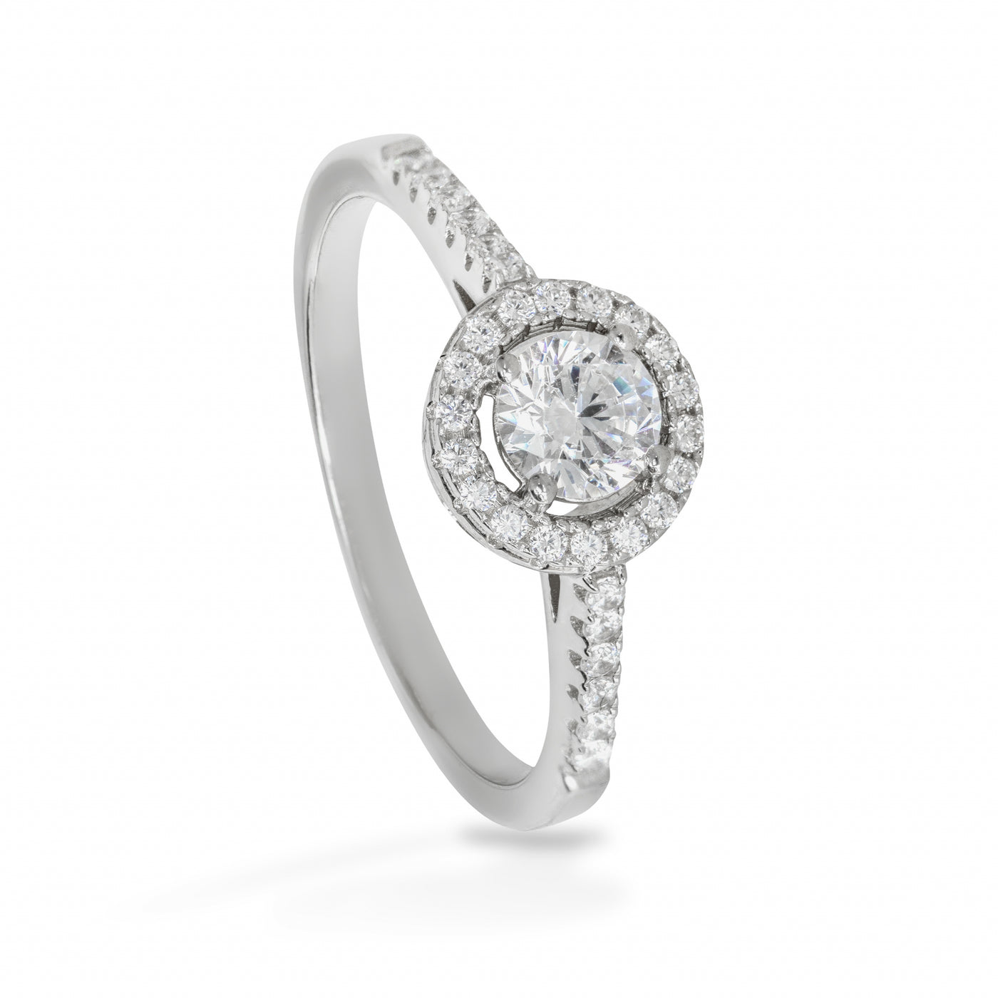 Agathe Simple Dotted Curved Solitaire Pave - Bague
