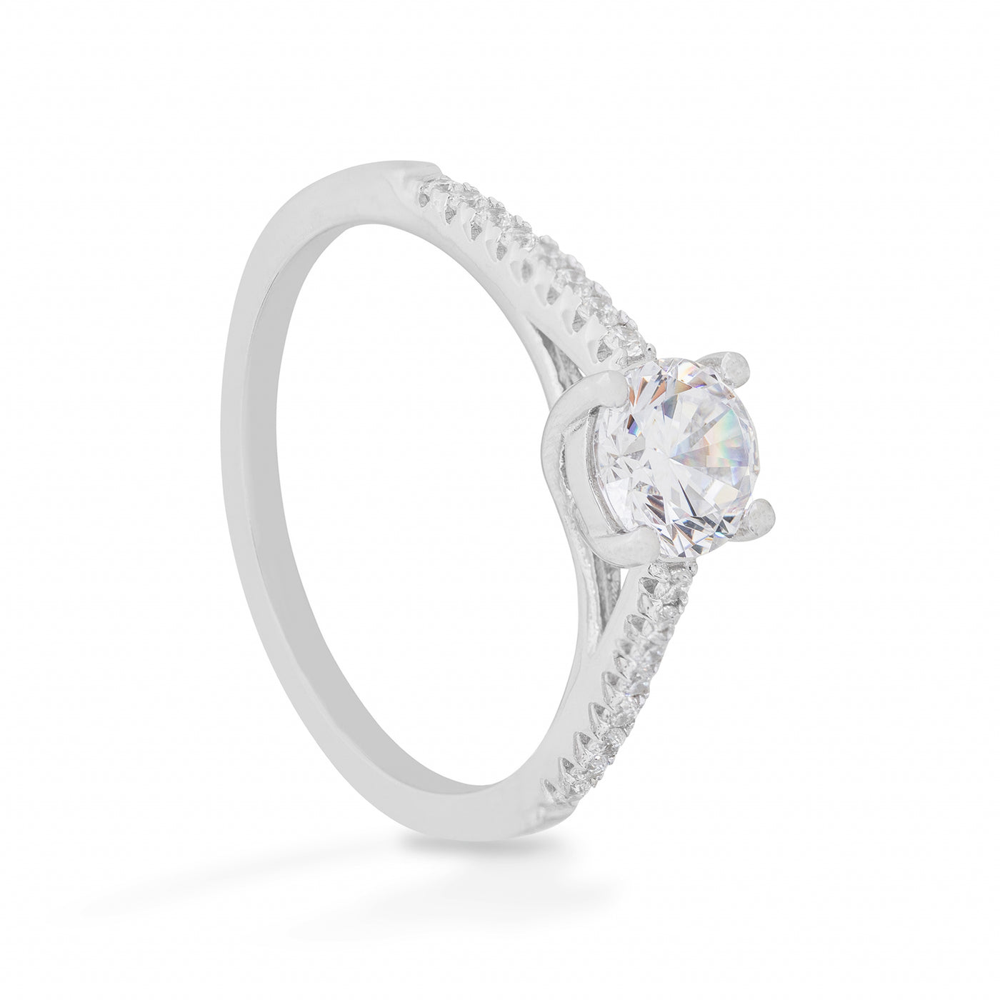Elodie Prong Solitaire Pave -  Ring