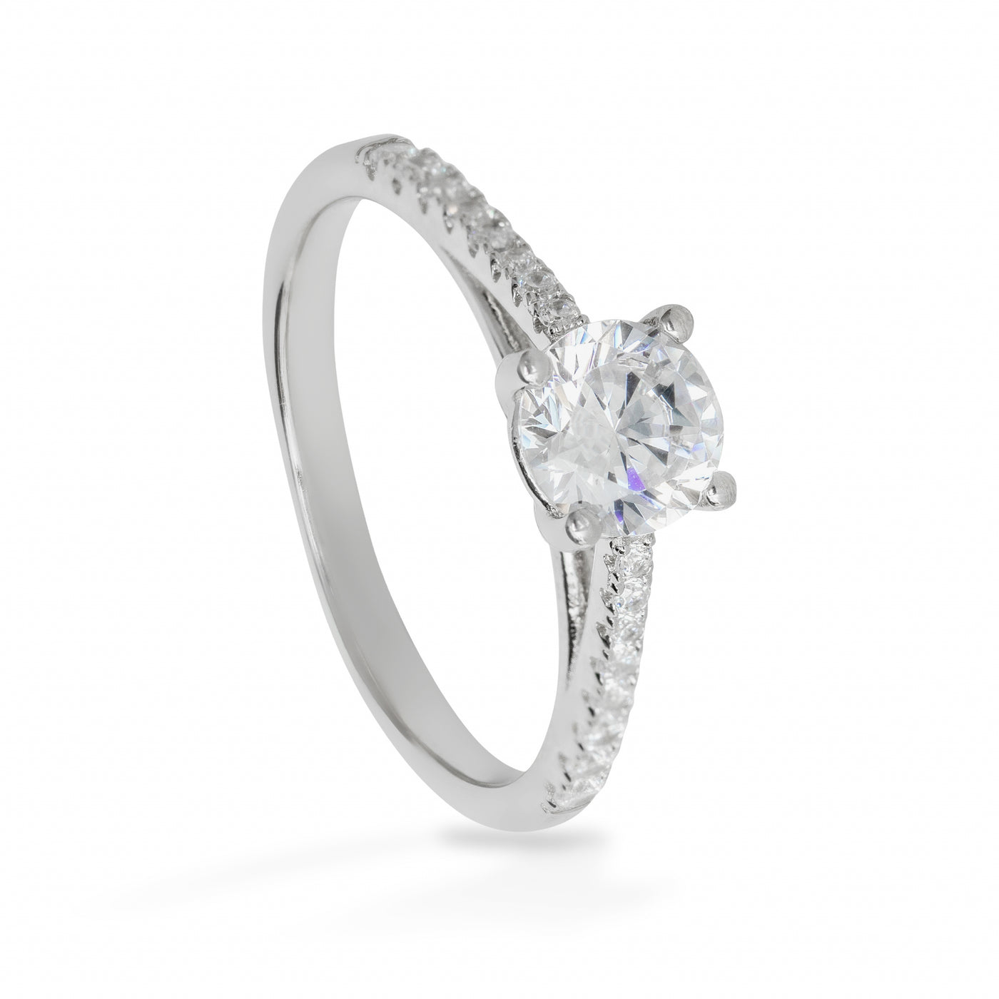 Elodie Rect Solitaire Pave - Ring