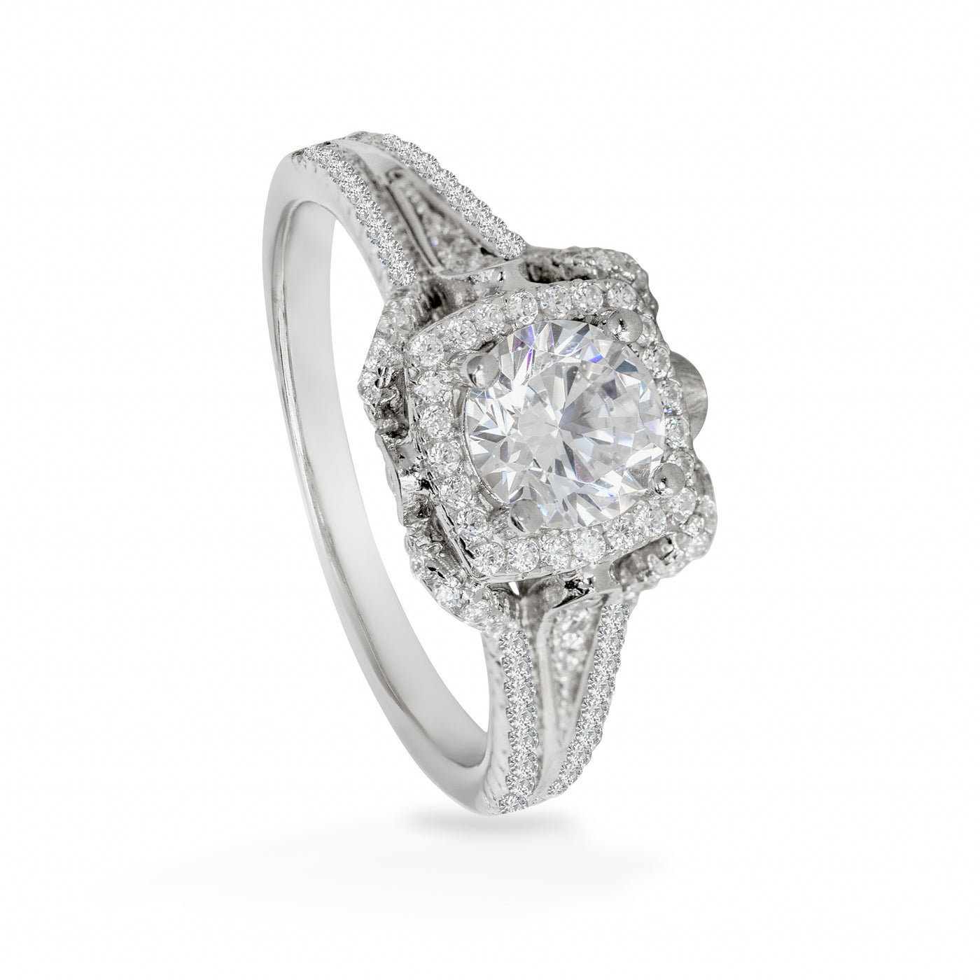 Bernice Duplex Solitaire Pave - Bague