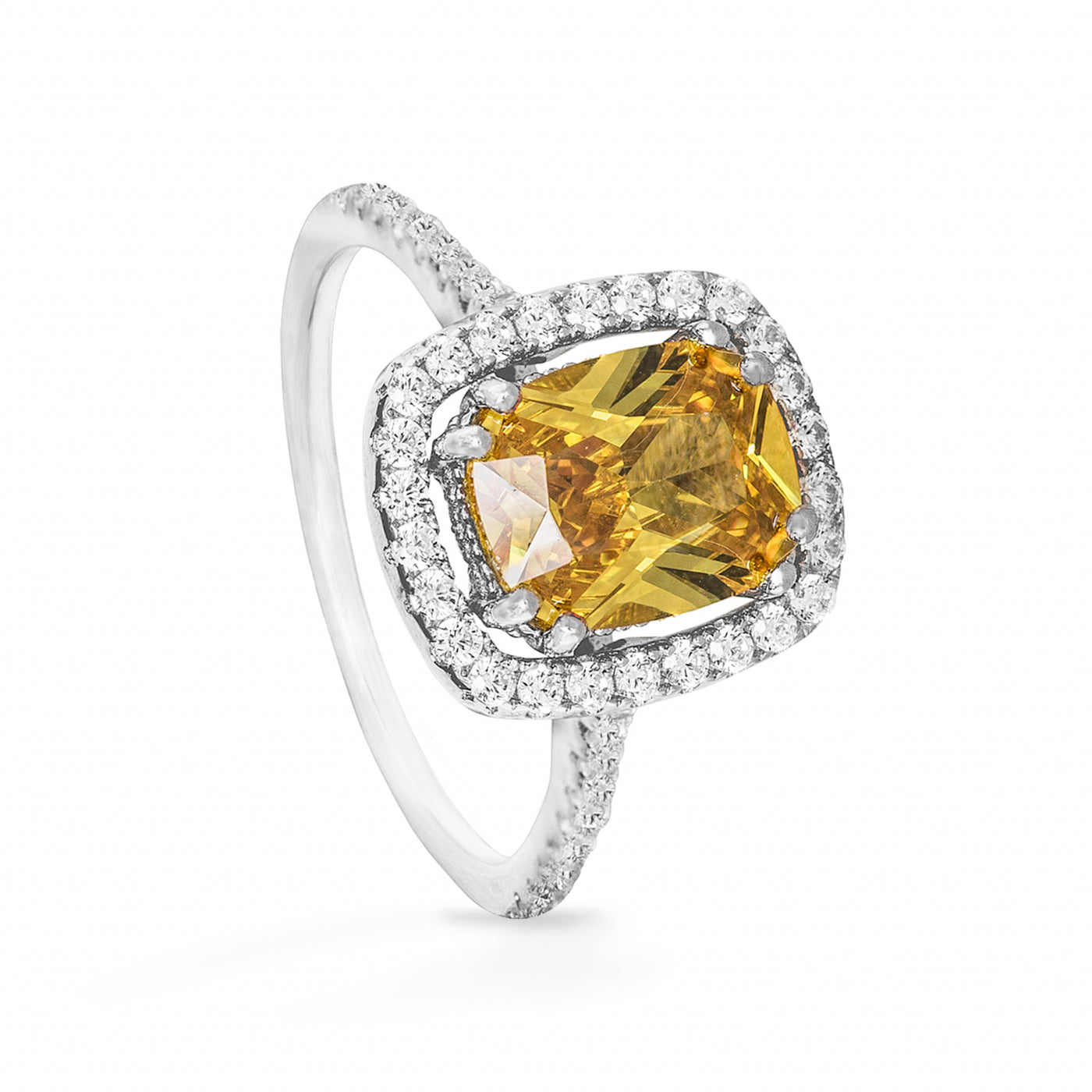 Jaune Camille Solitaire Pave -  Ring