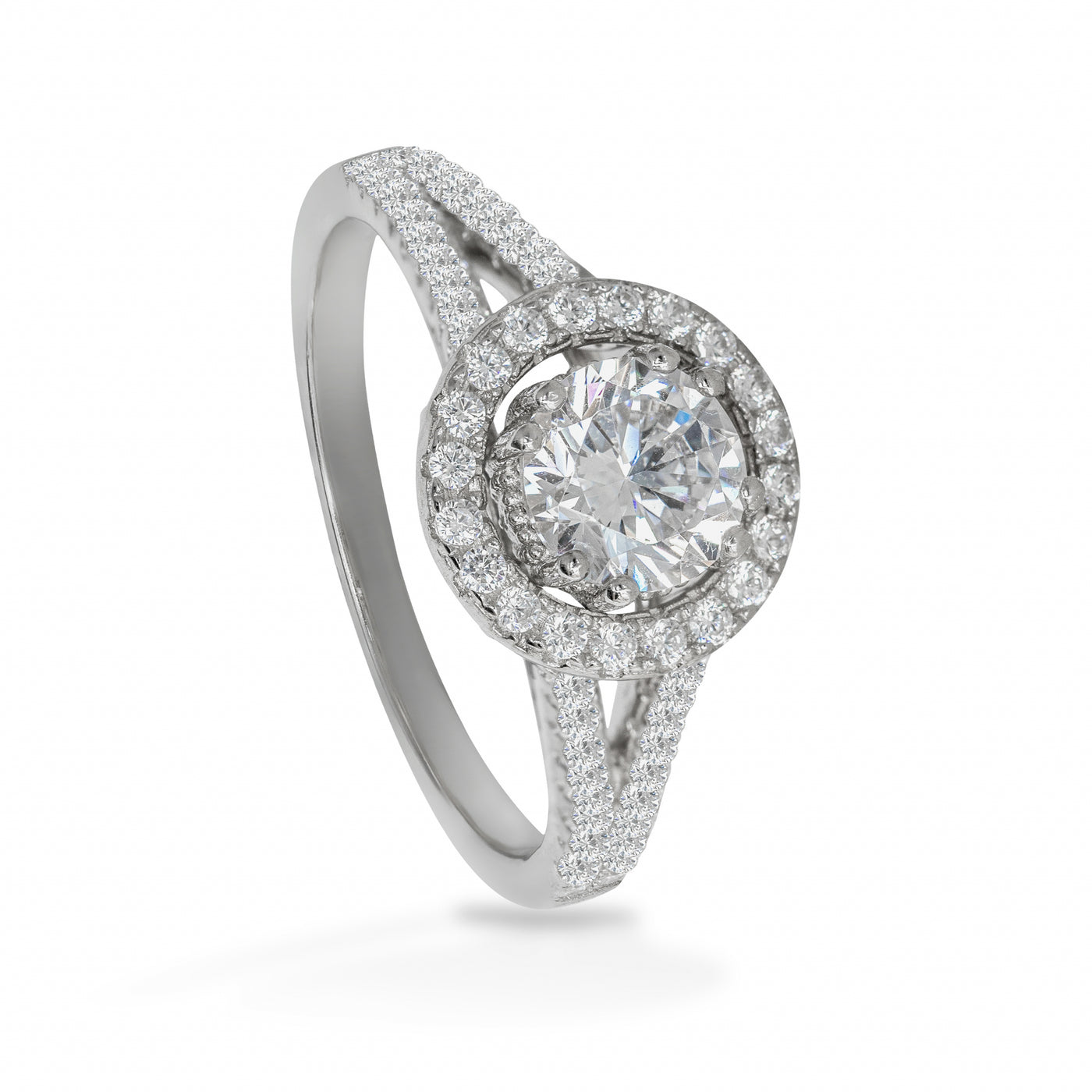 Agathe Paralel B Solitaire Pave - Ring