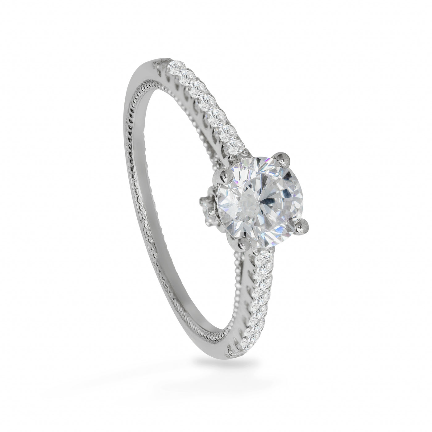 Elodie Dotted Solitaire Pave - Ring