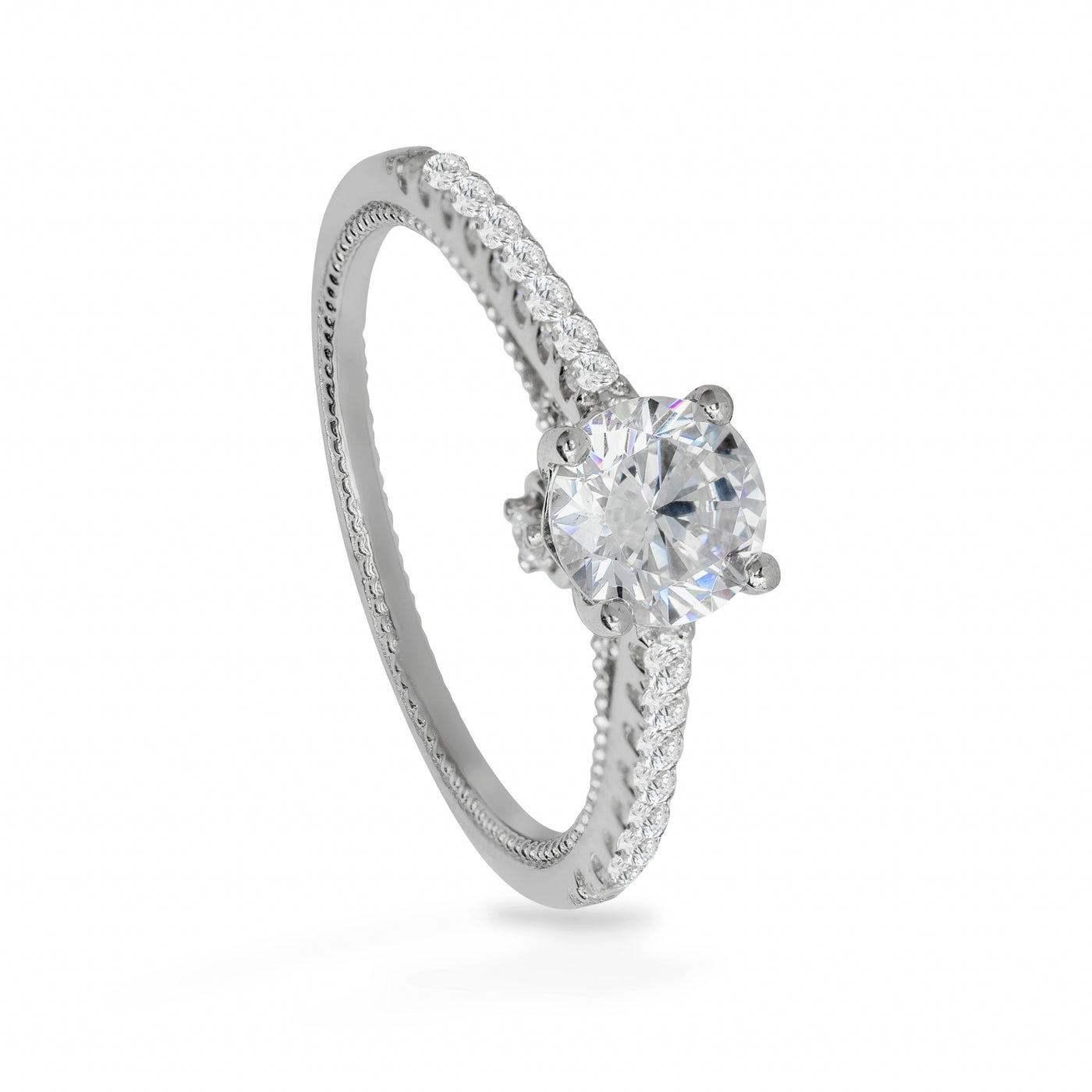 Elodie Dotted Solitaire Pave - Bague