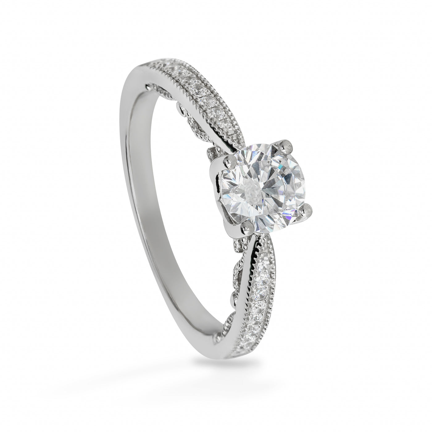 Elodie Narrow Solitaire Pave - Bague