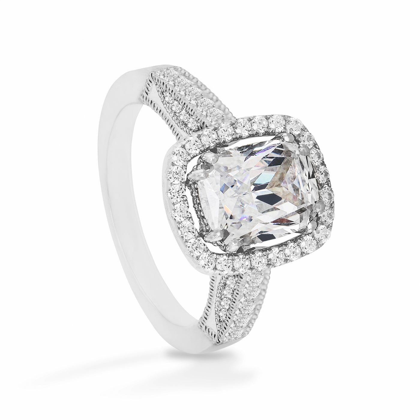 Camile Carré Solitaire Pavé - Bague